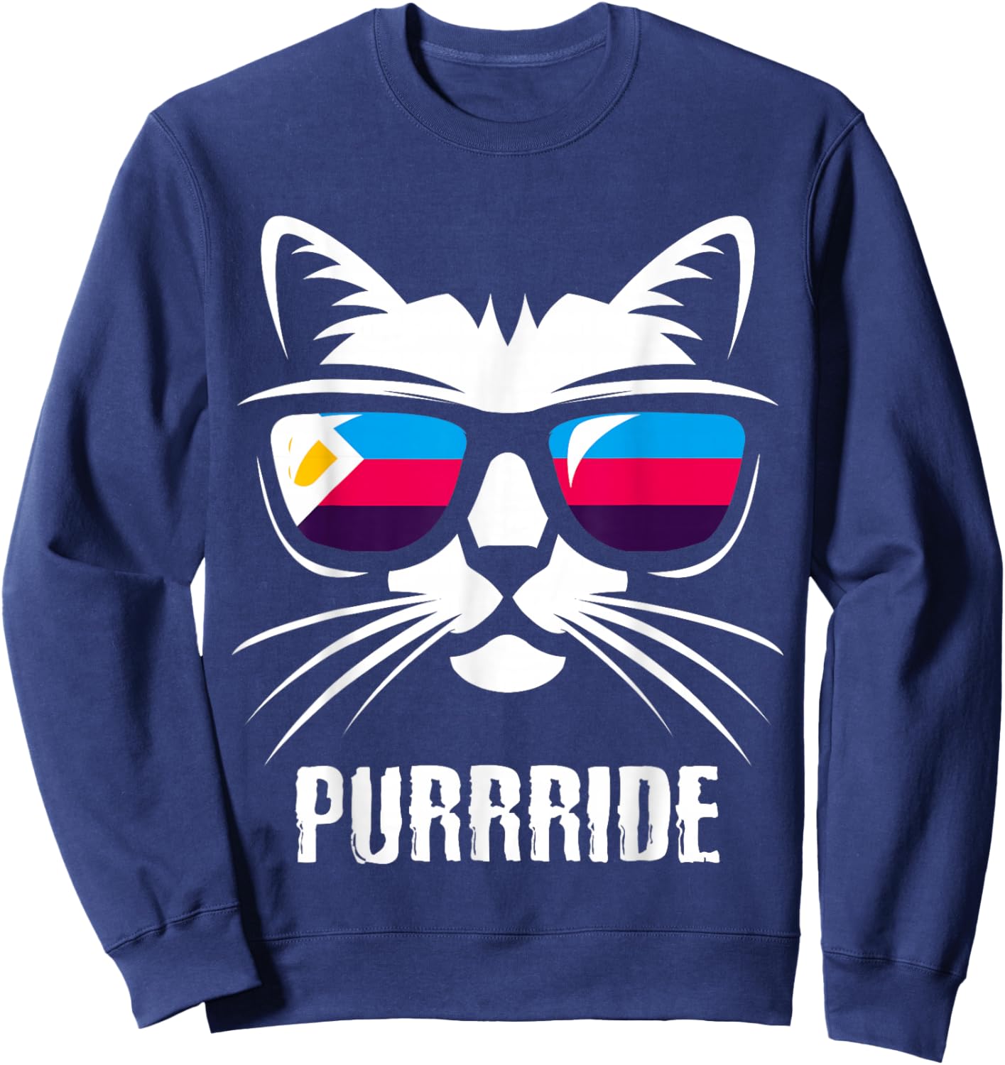 Polyamory Flag Funny Cat Polyamorous Pride Sweatshirt - Sweatshirt | Navy