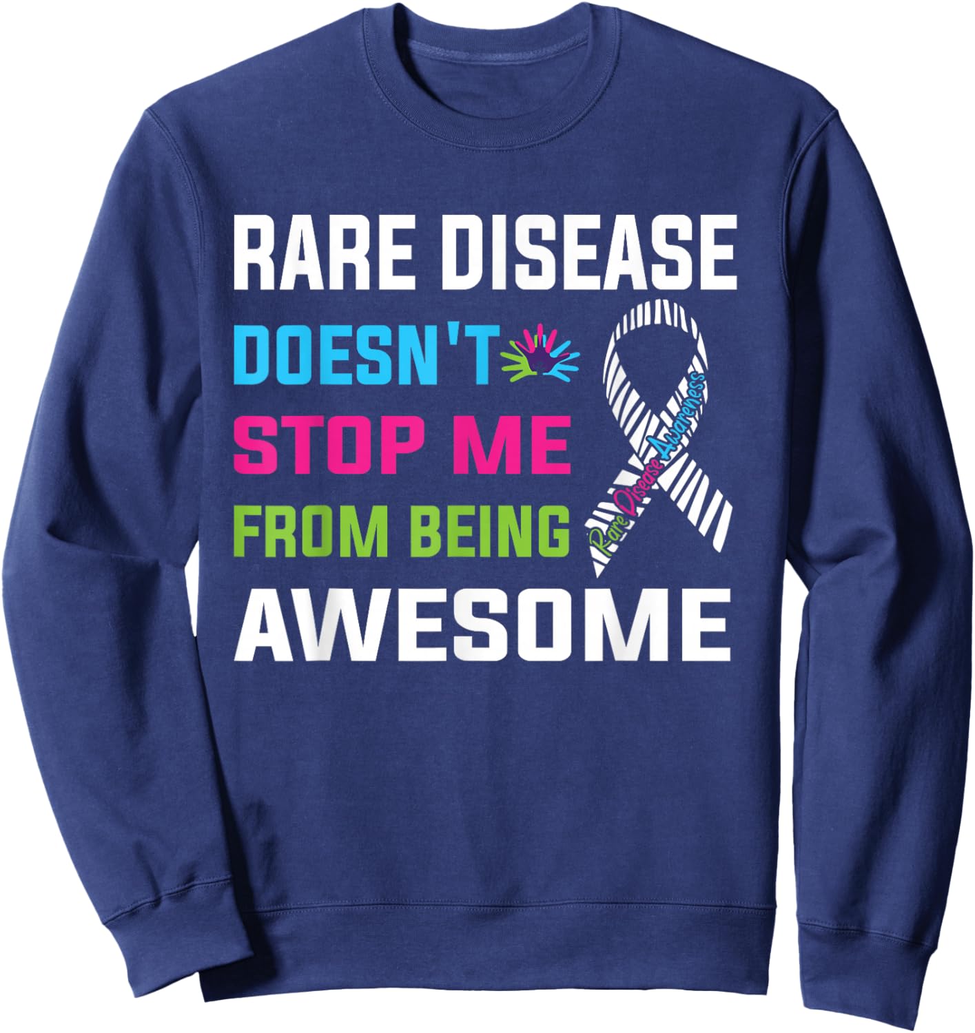 Rare Disease Awareness Day 2026 Rare Genes Zebra Ribbon Sweatshirt - Sweatshirt | Navy