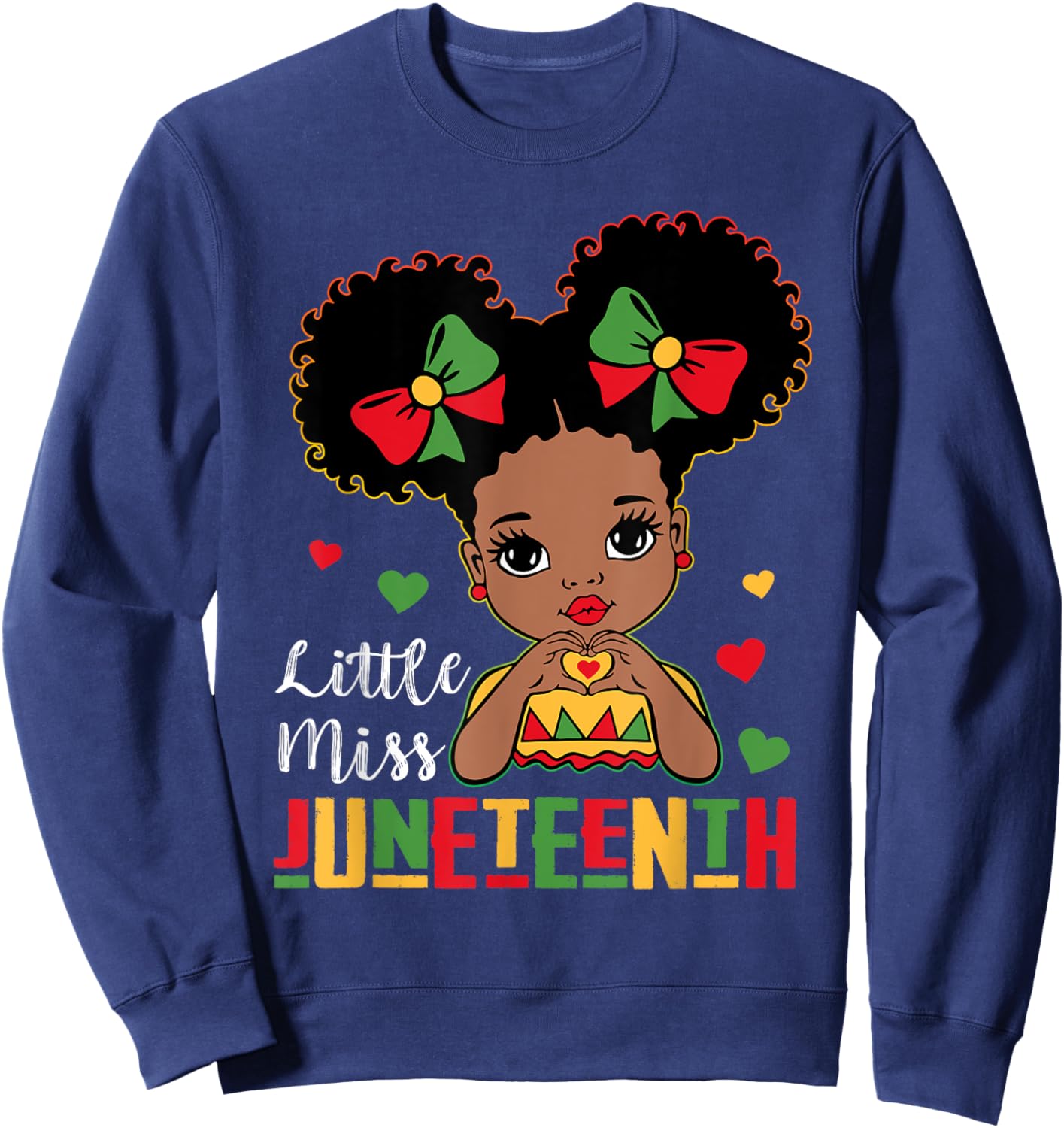 Little Miss Juneteenth Shirt Girl Toddler Black History Kids Sweatshirt - Sweatshirt | Navy