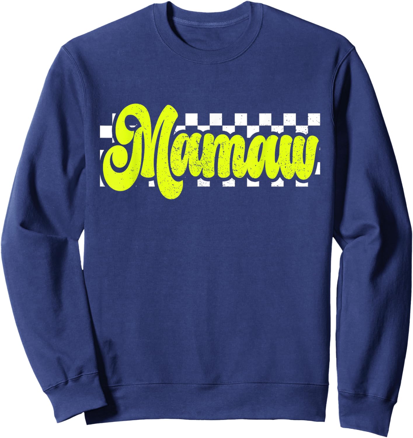 Mamaw Retro Checkered Distressed design Sweatshirt - Sweatshirt | Navy