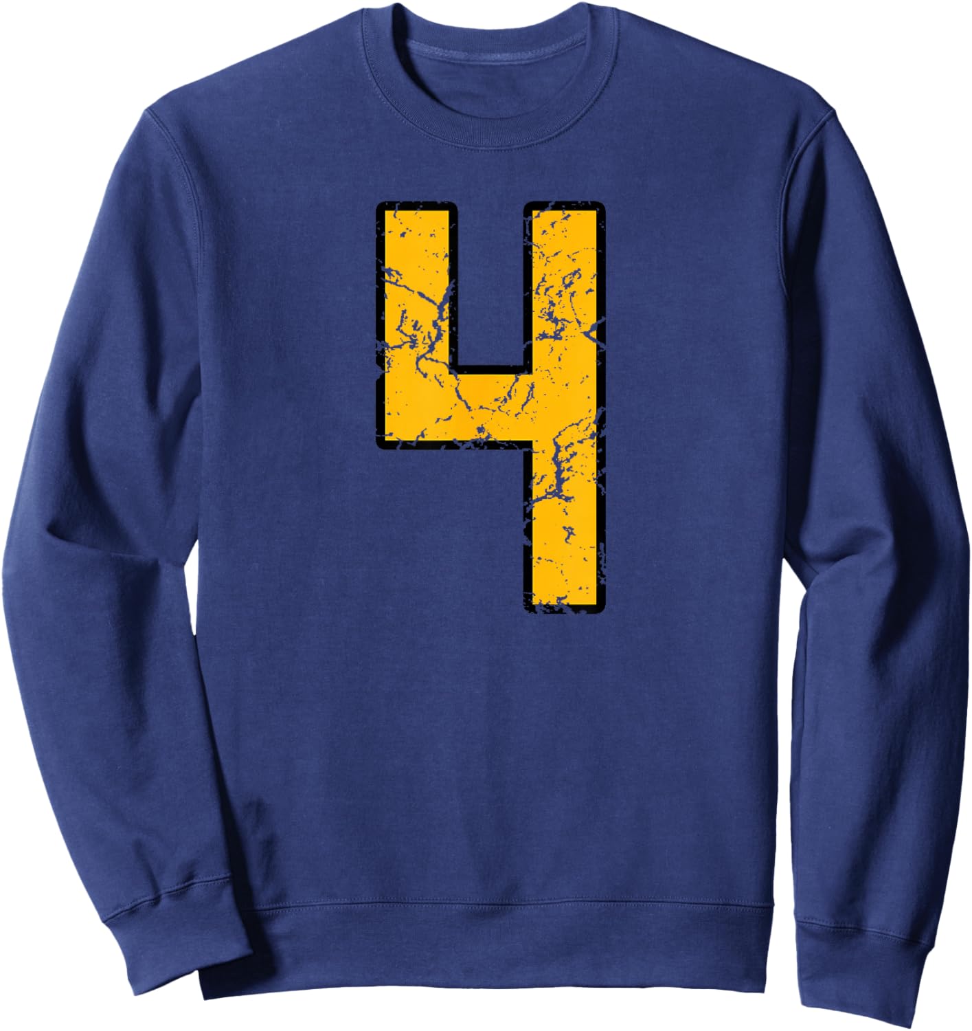 Gold and Black Sports Number 4 Jersey Uniform Player Sweatshirt - Sweatshirt | Navy