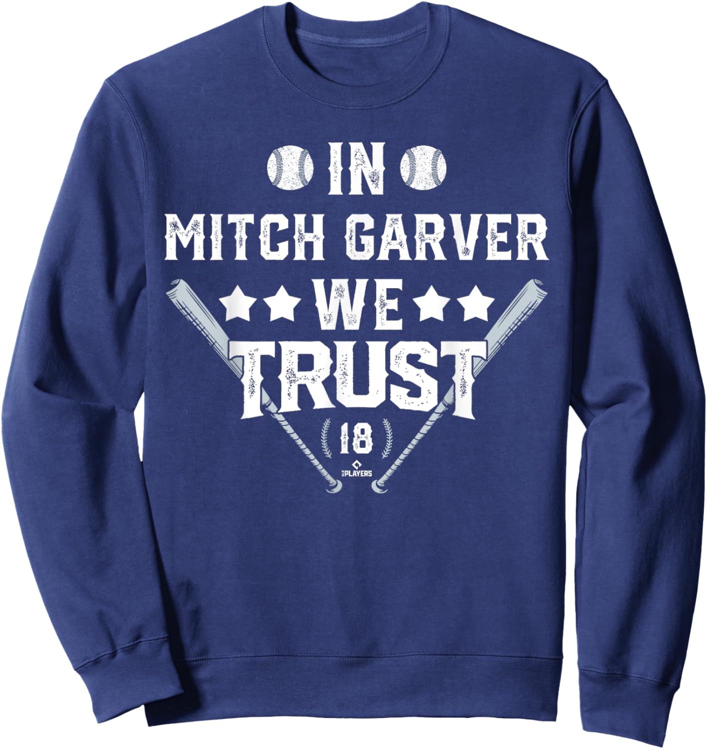 We Trust in Mitch Garver Seattle Baseball MLBPA Sweatshirt - Sweatshirt | Navy