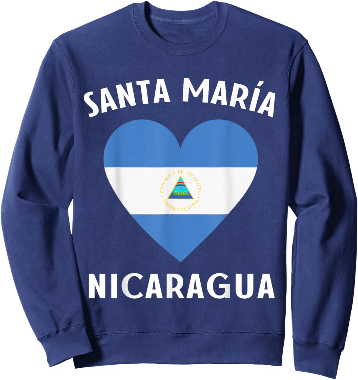 Nicaragua Flag Heart Santa Maria City Sweatshirt - Sweatshirt | Navy