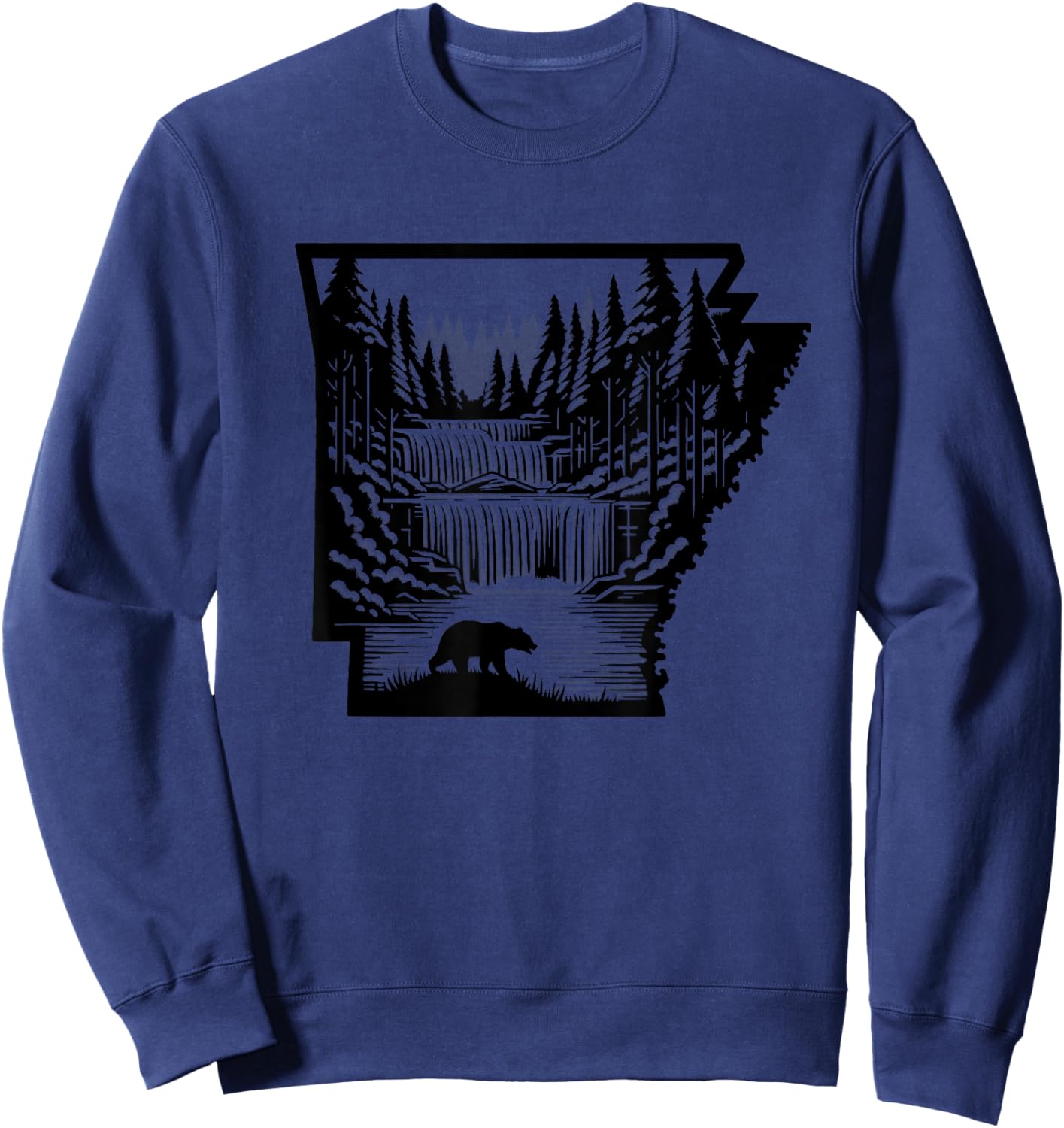 Arkansas map and landscape, hunting, fishing, outdoor lover Sweatshirt - Sweatshirt | Navy