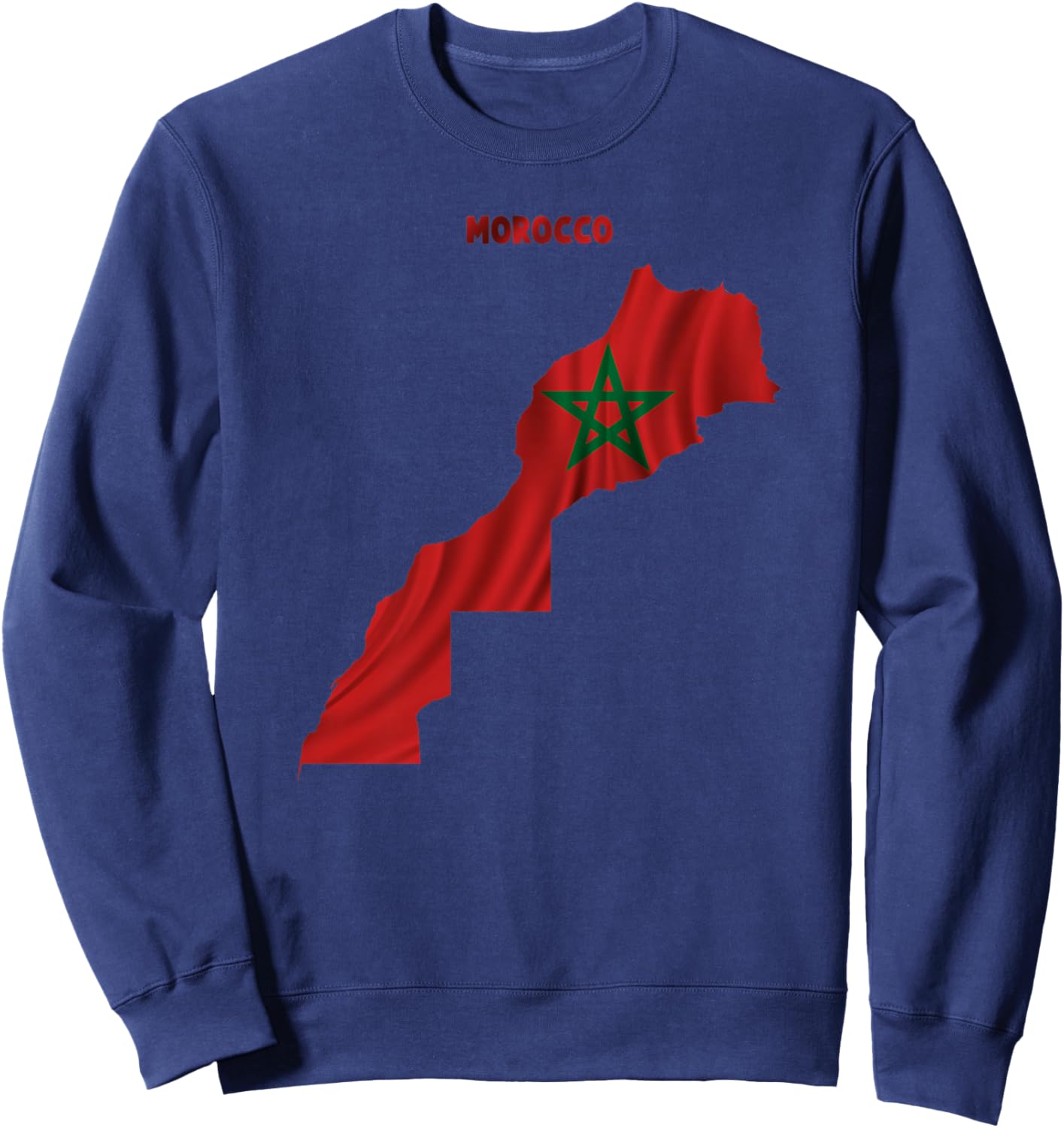 Drapeau marocain ondulé à l'intérieur de la Carte du Maroc Haut de Gamme Sweatshirt - Sweatshirt | Navy
