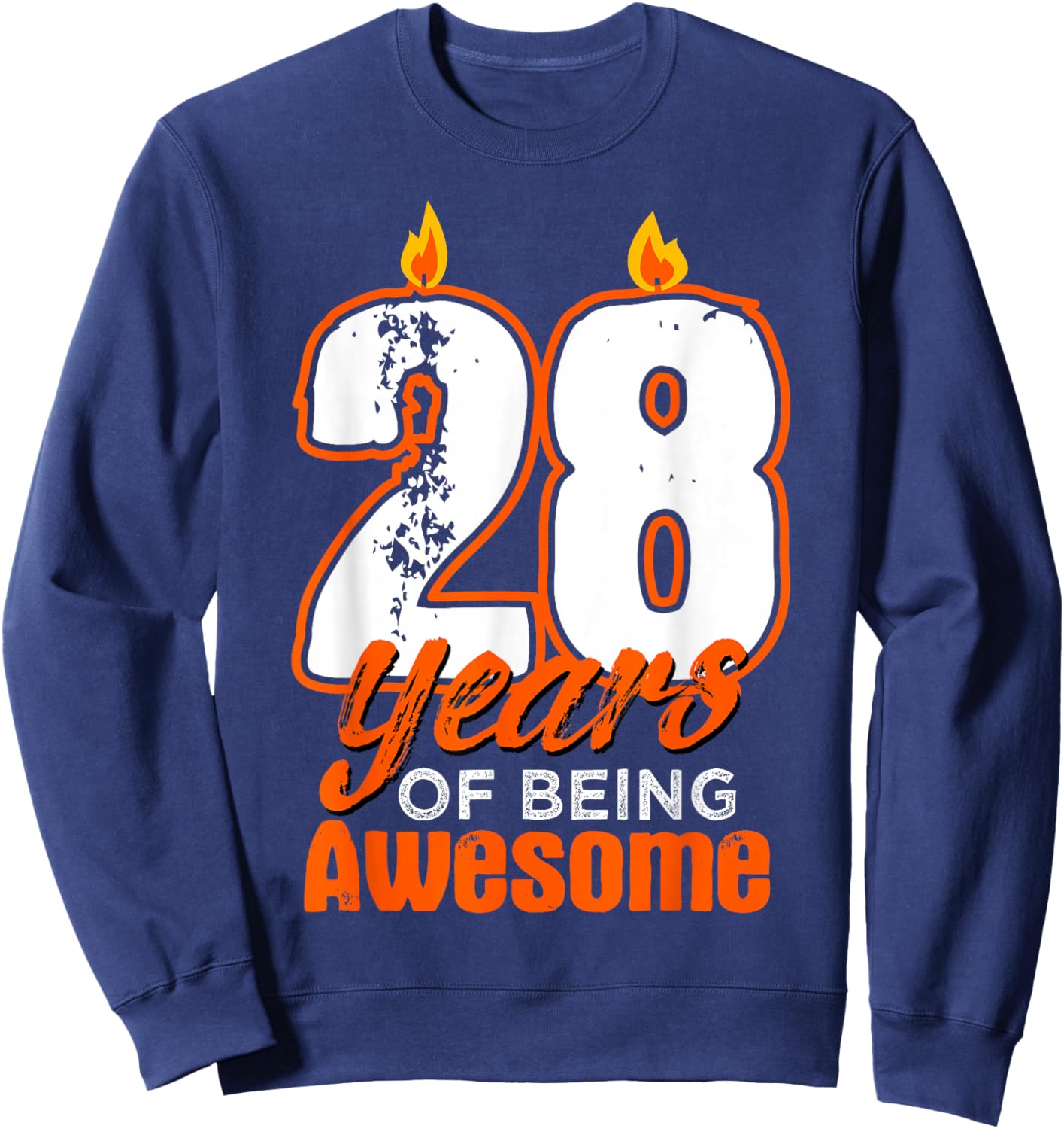 Candle 28 Birthday Party Wishes Cake Decoration Candlelight Sweatshirt - Sweatshirt | Navy