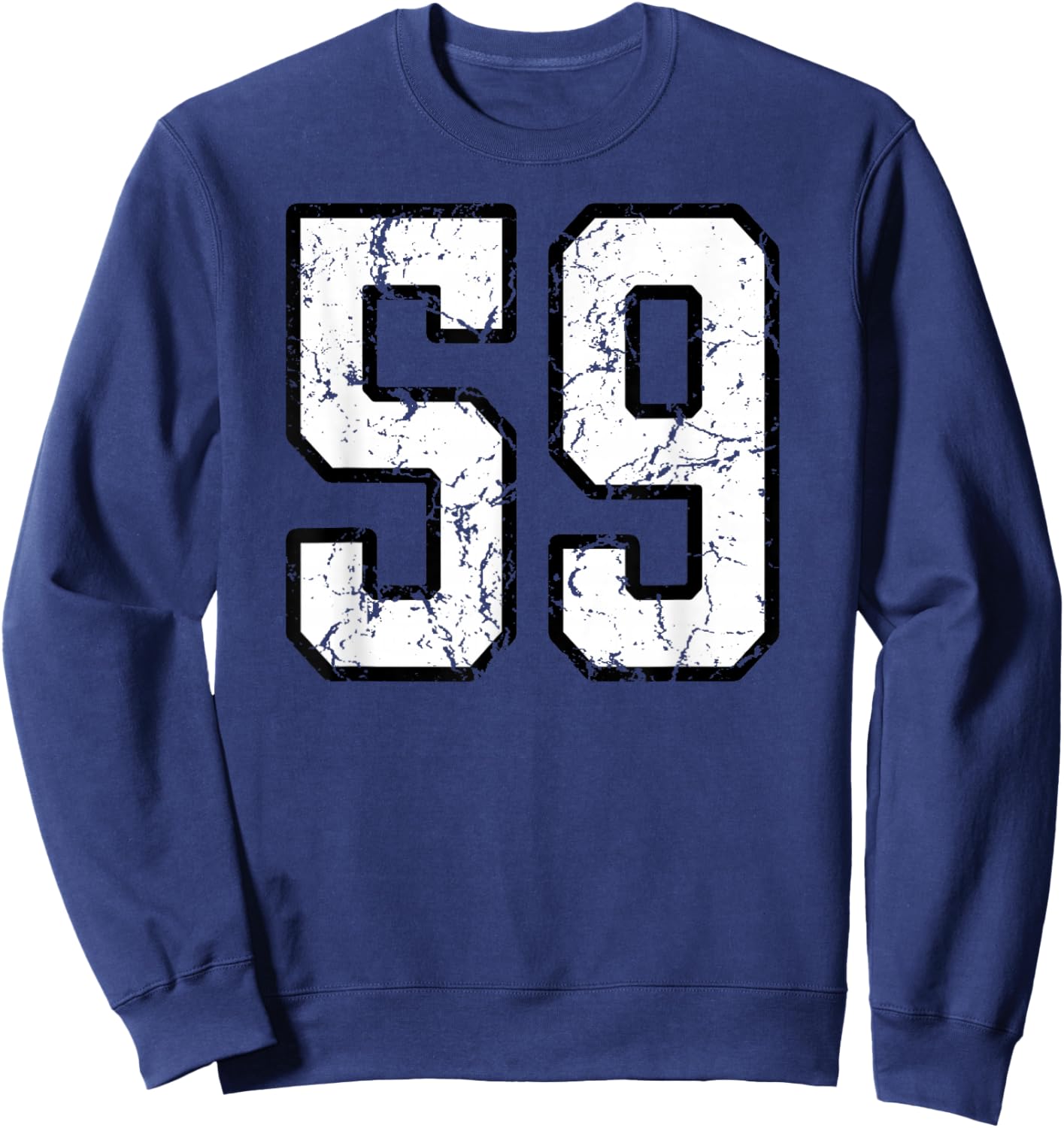 White and Black Sports Number 59 Jersey Uniform Player Sweatshirt - Sweatshirt | Navy