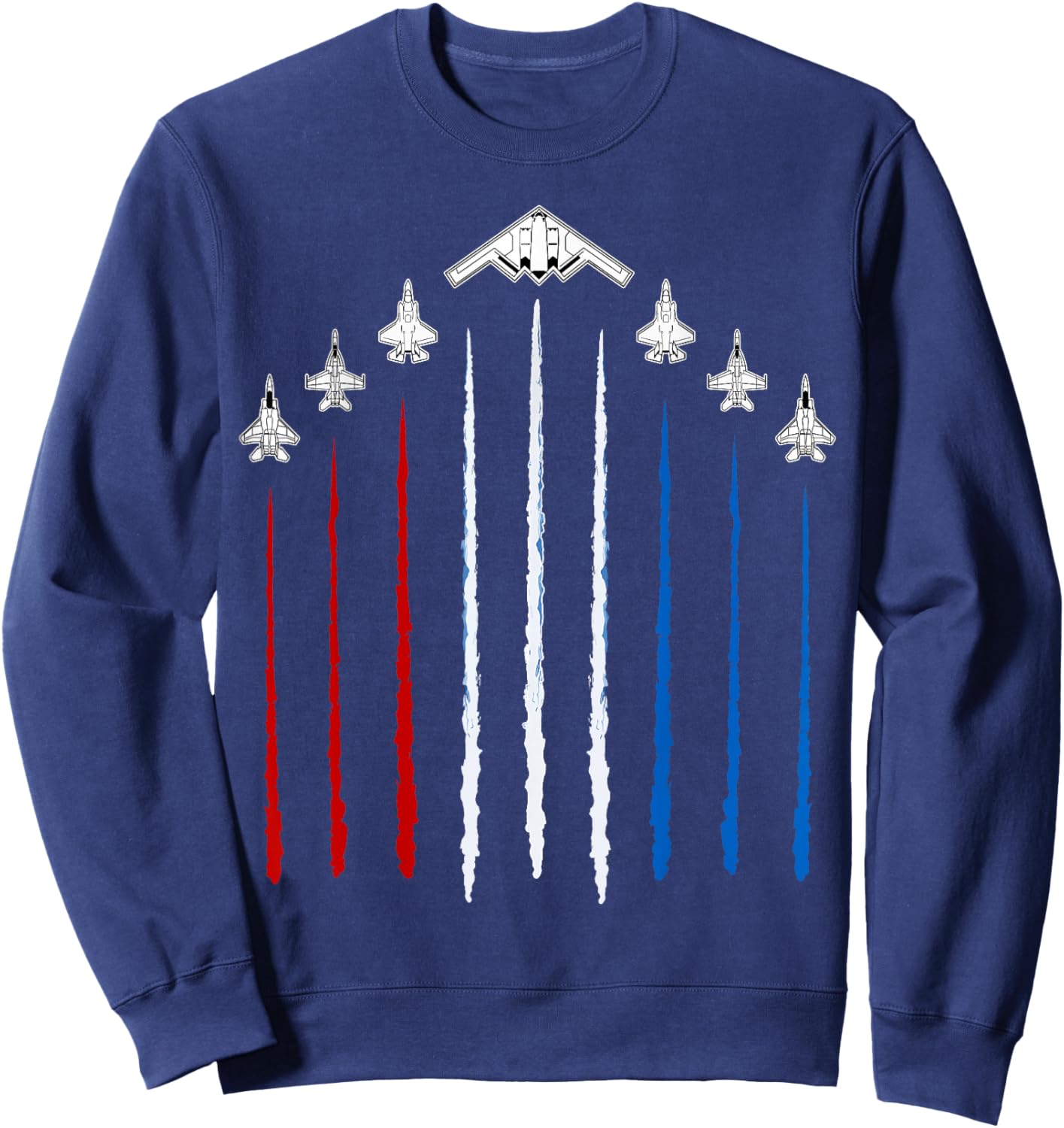 USA Fighter Jets 4th of July Men Women Kids Funny Patriotic Sweatshirt - Sweatshirt | Navy