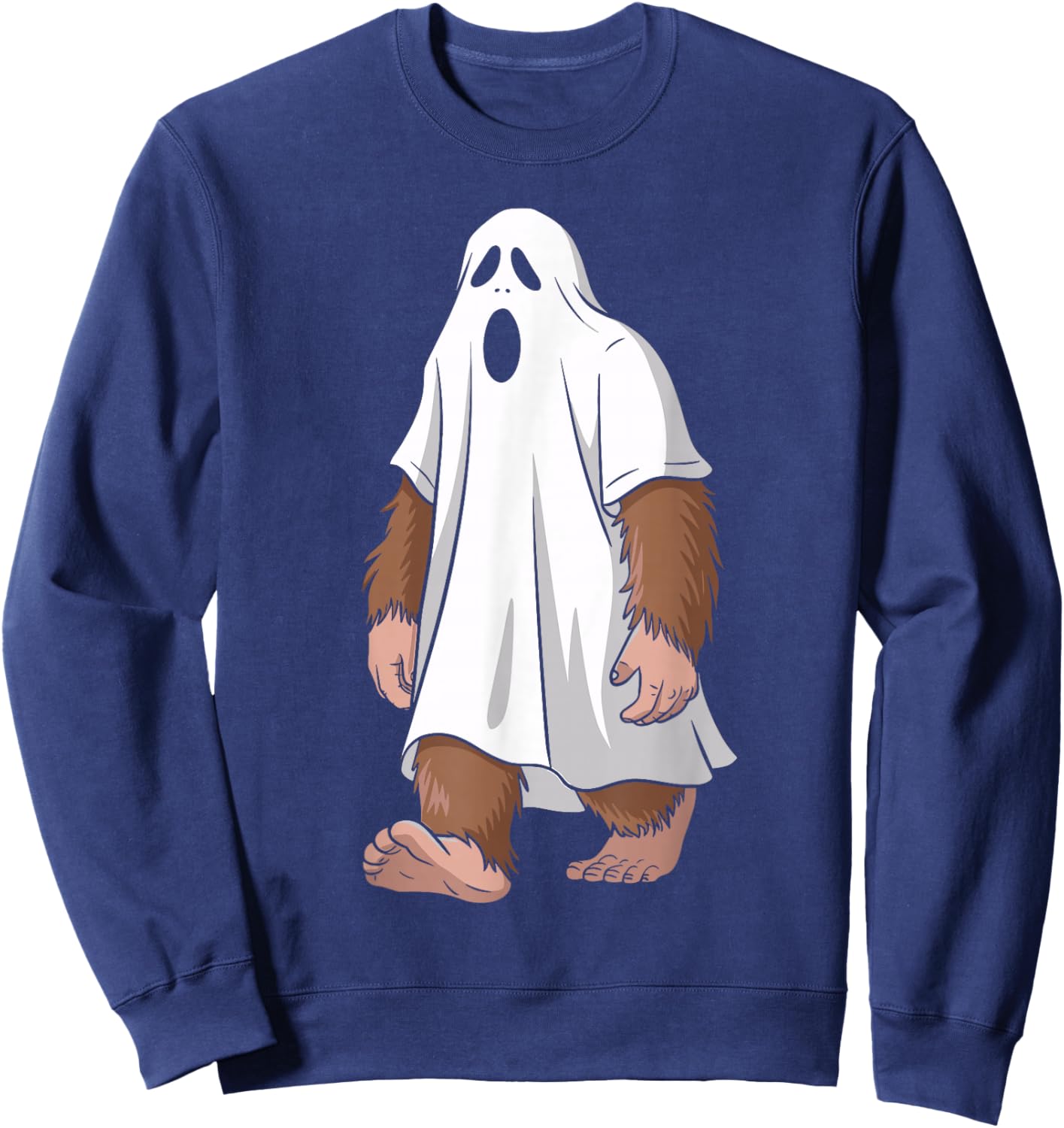 Funny Ghost Bigfoot Lovers Spooky Halloween Costume Sweatshirt - Sweatshirt | Navy