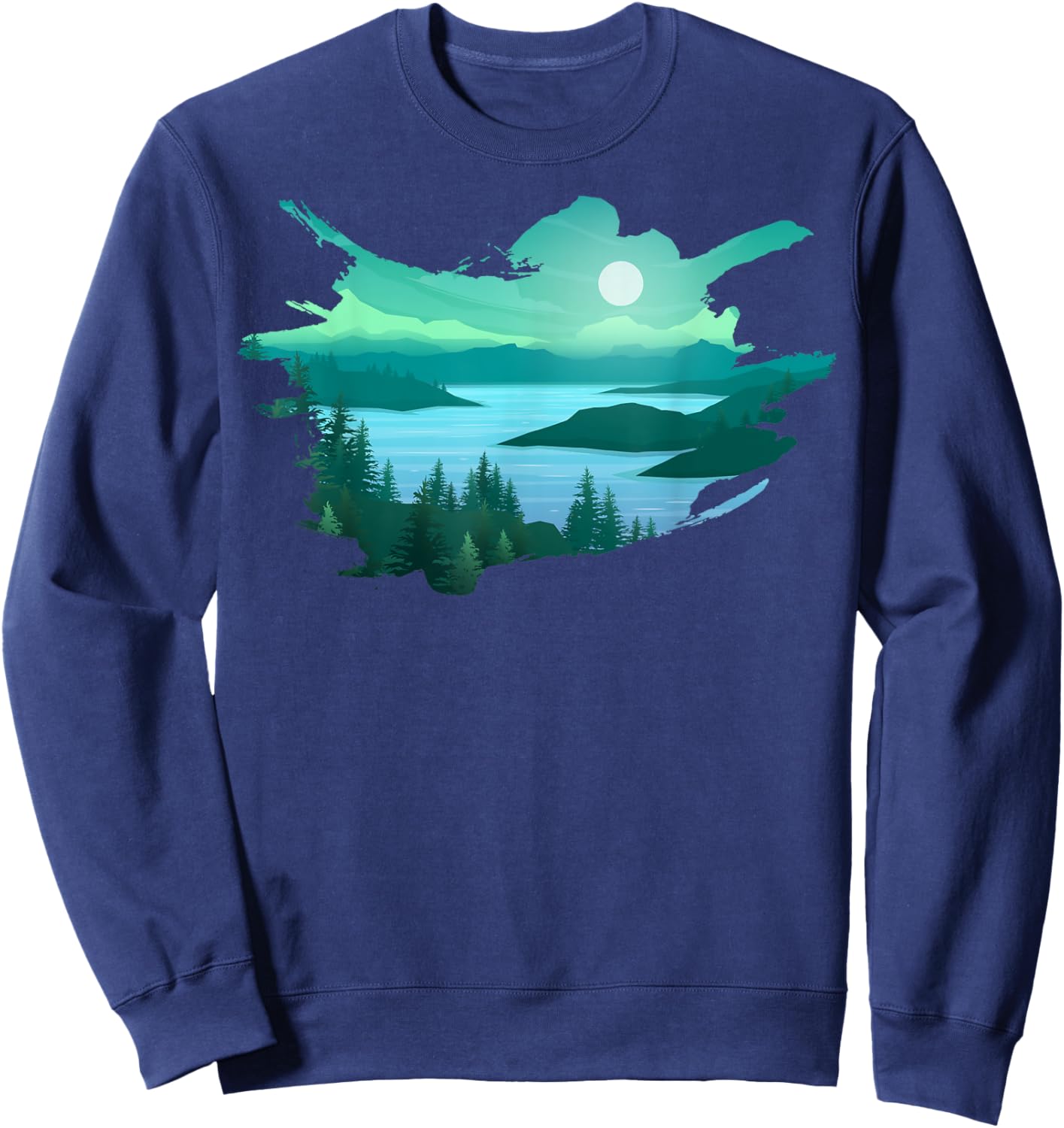 Timeless Mountain, Nature Trees, River and Forest Sweatshirt - Sweatshirt | Navy