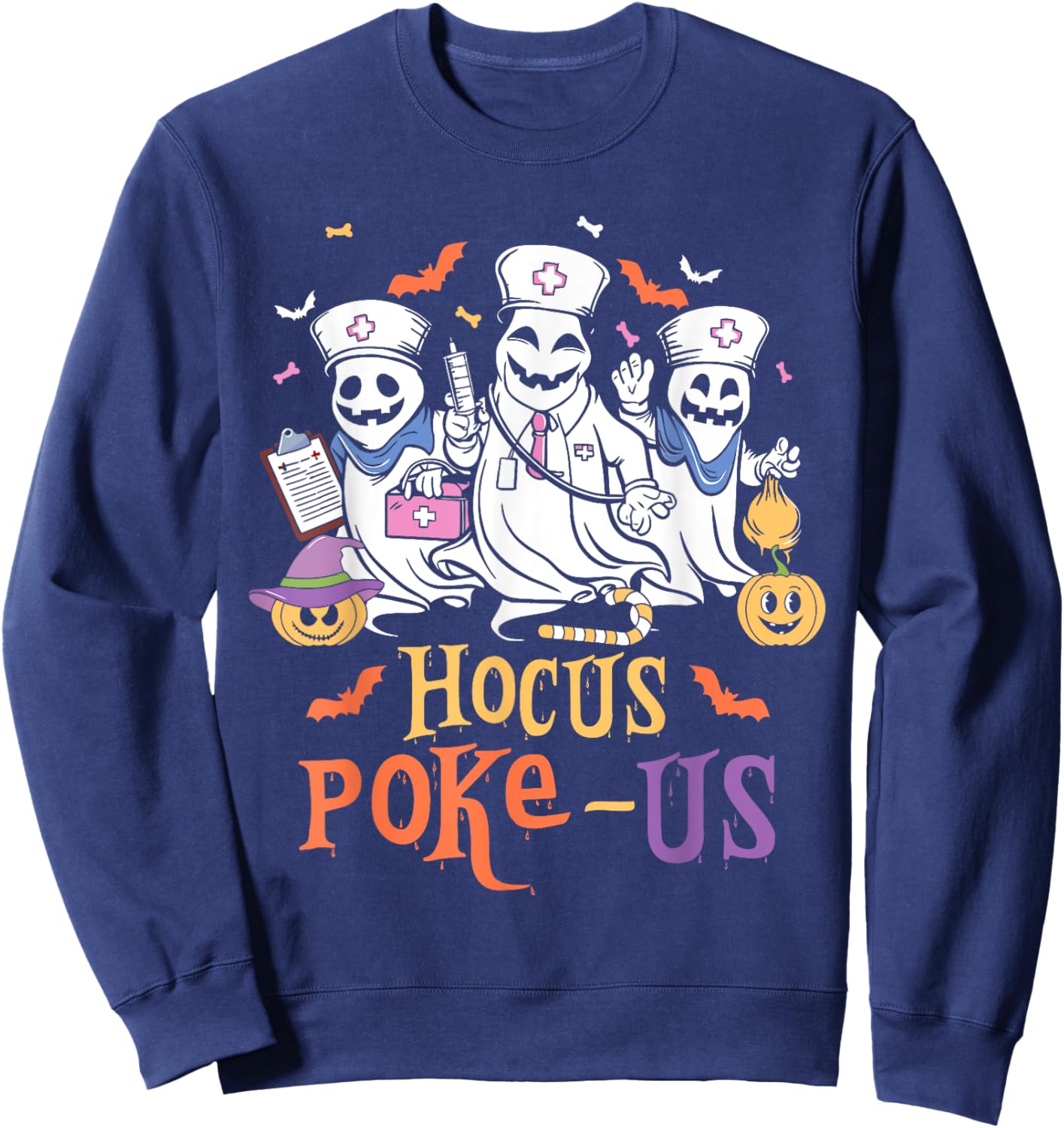 Phlebotomist Halloween,Medical Lab Tech,ER Crew Spooky Nurse Sweatshirt - Sweatshirt | Navy