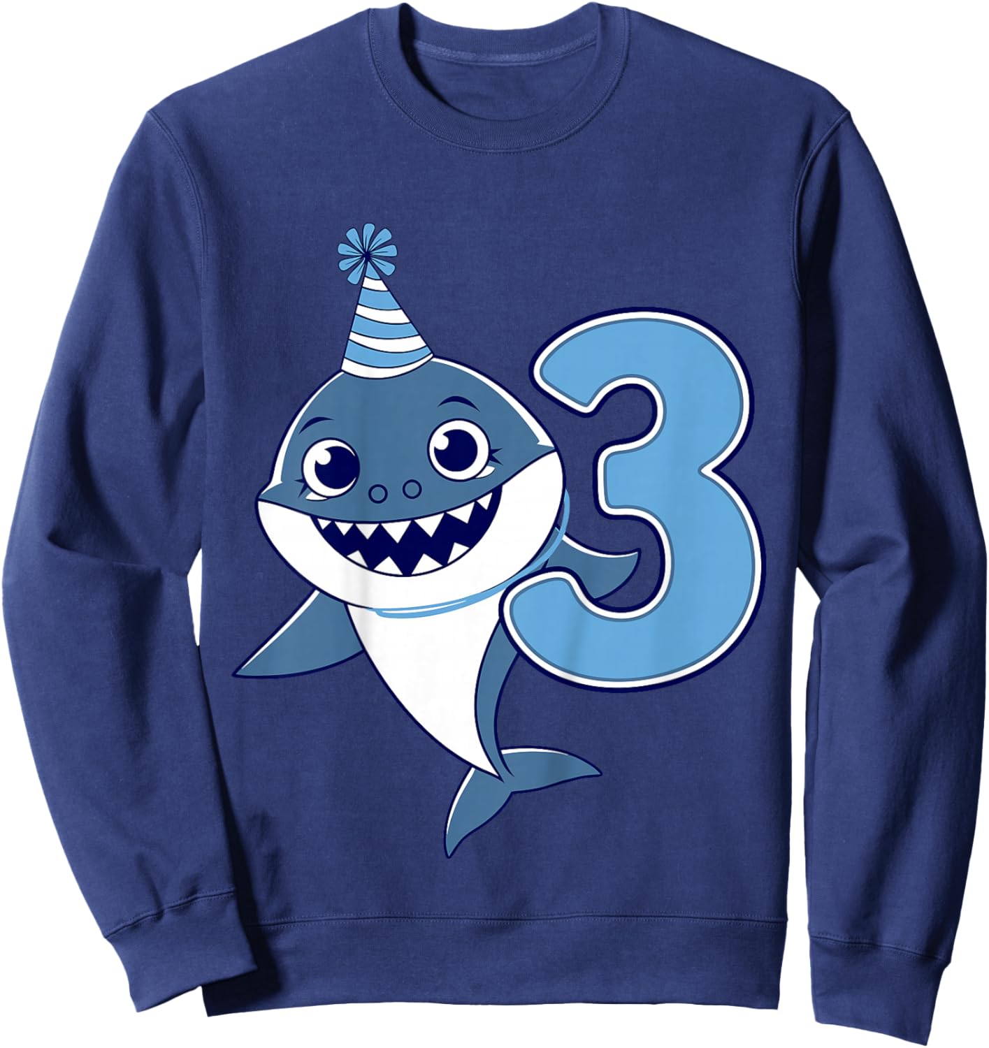 Kids 3rd Birthday Shark Kids Sweatshirt - Sweatshirt | Navy