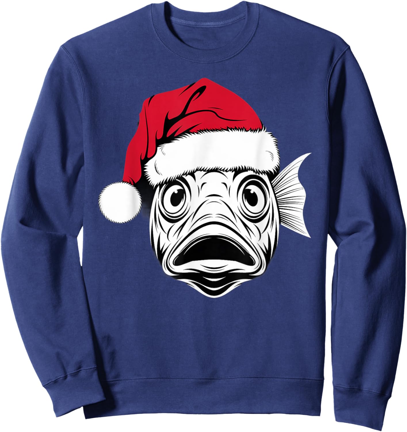Funny Santa Fish on Marry Christmas Fish Sweatshirt - Sweatshirt | Navy