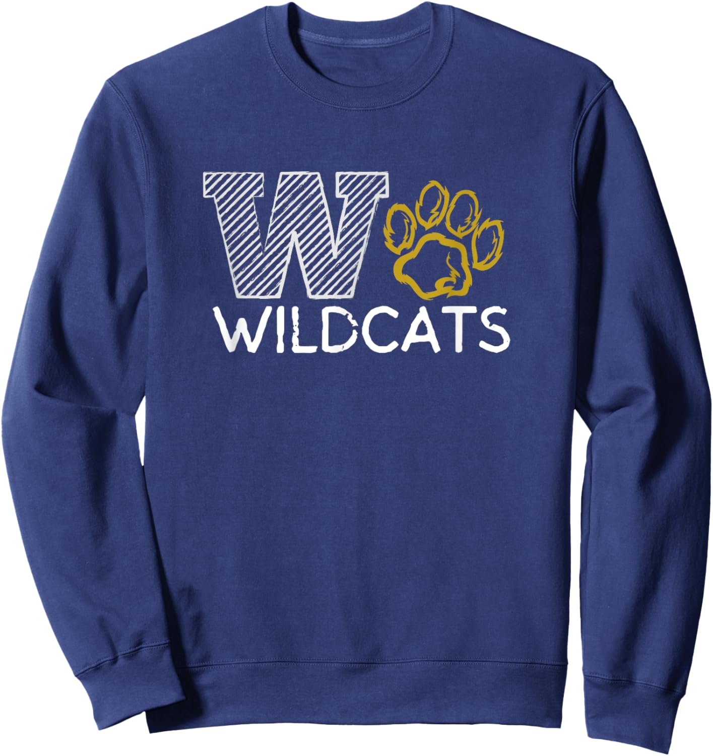 Wildcats Spirit Bold Letter W and Paw Print Sweatshirt - Sweatshirt | Navy