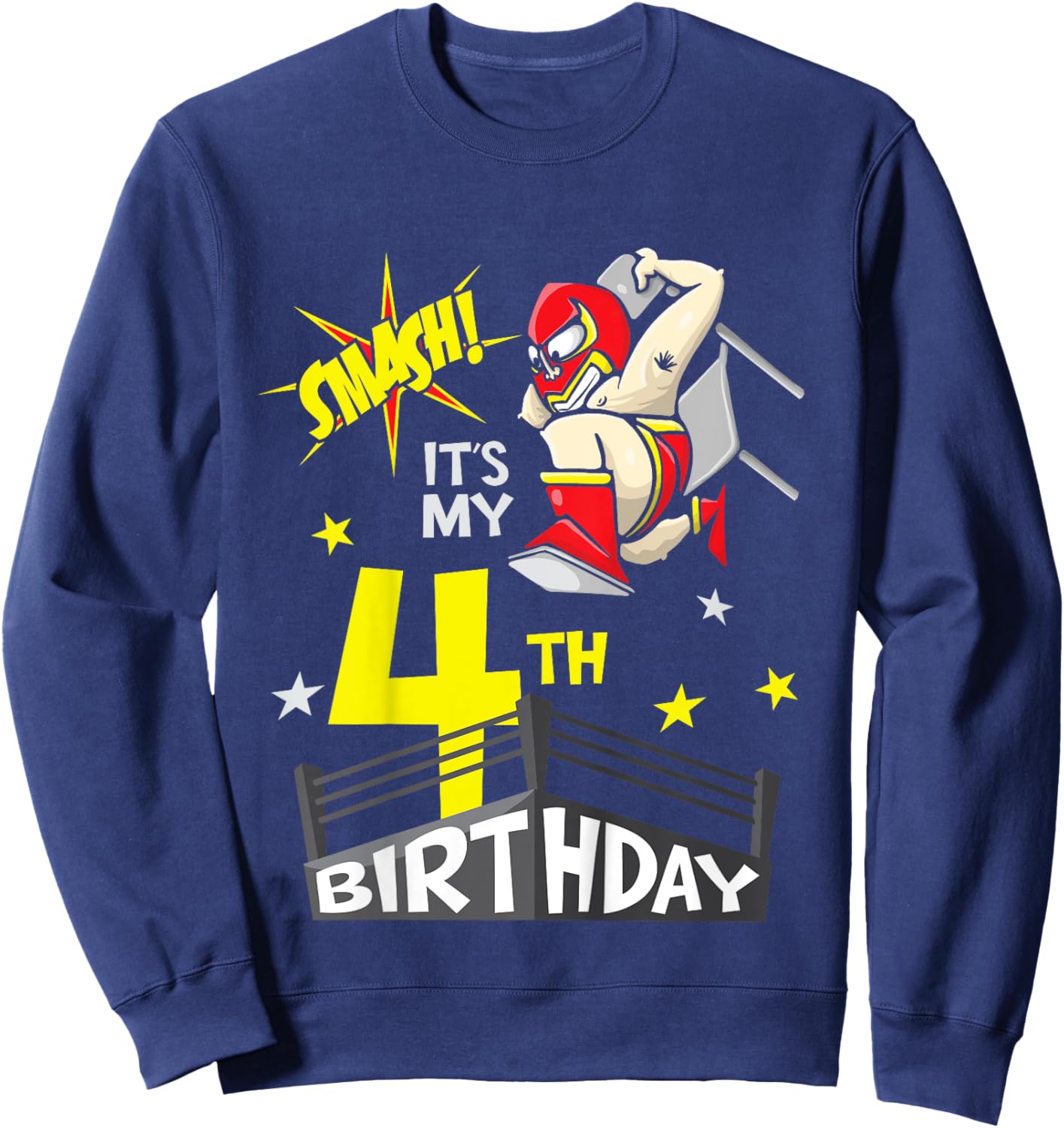 Kids Kids It's My 4th Birthday 4th Birthday Shirt Boy, Wrestling Sweatshirt - Sweatshirt | Navy
