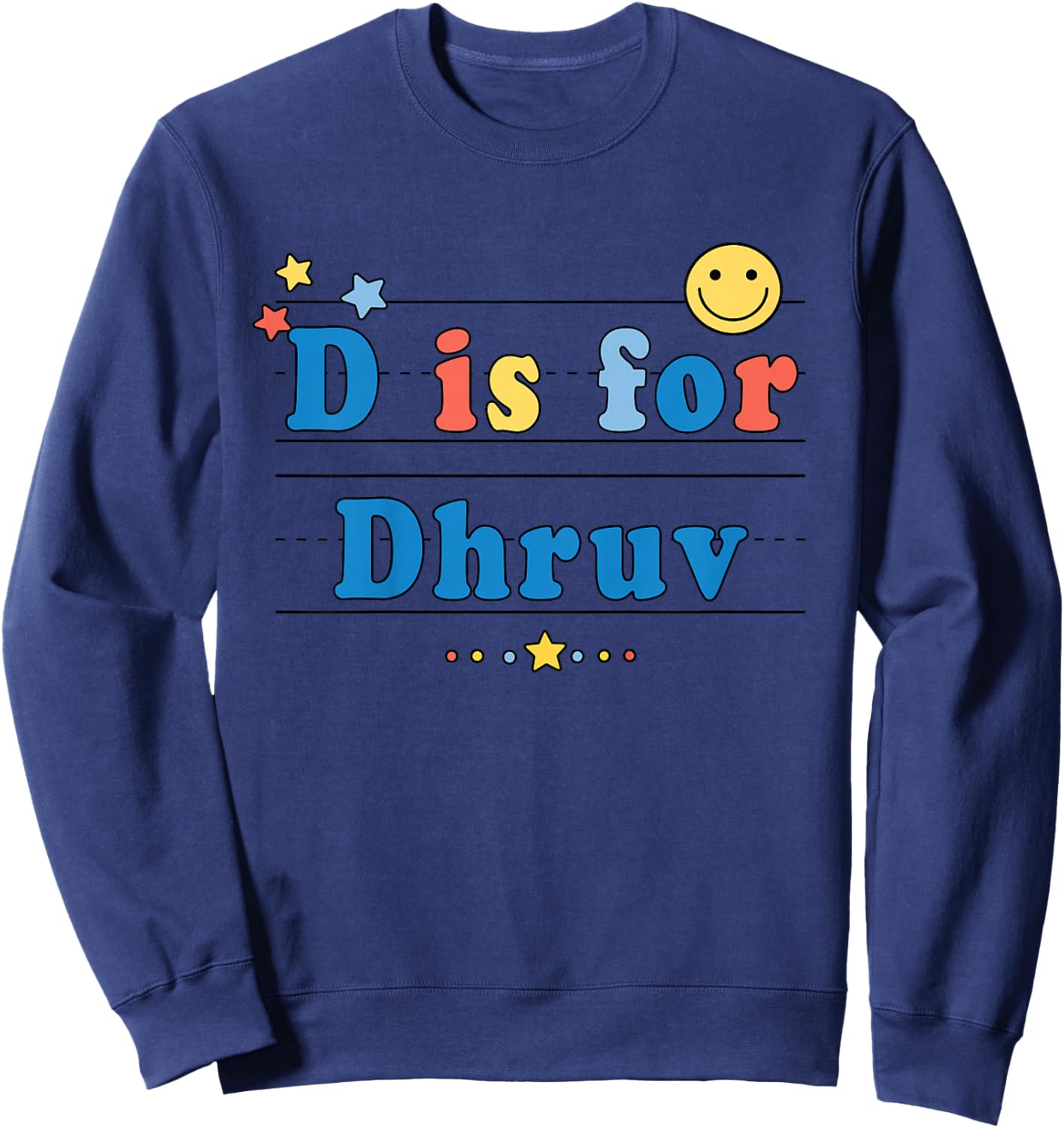 Kids Dhruv Name Shirt Alphabet D is for Dhruv Sweatshirt - Sweatshirt | Navy