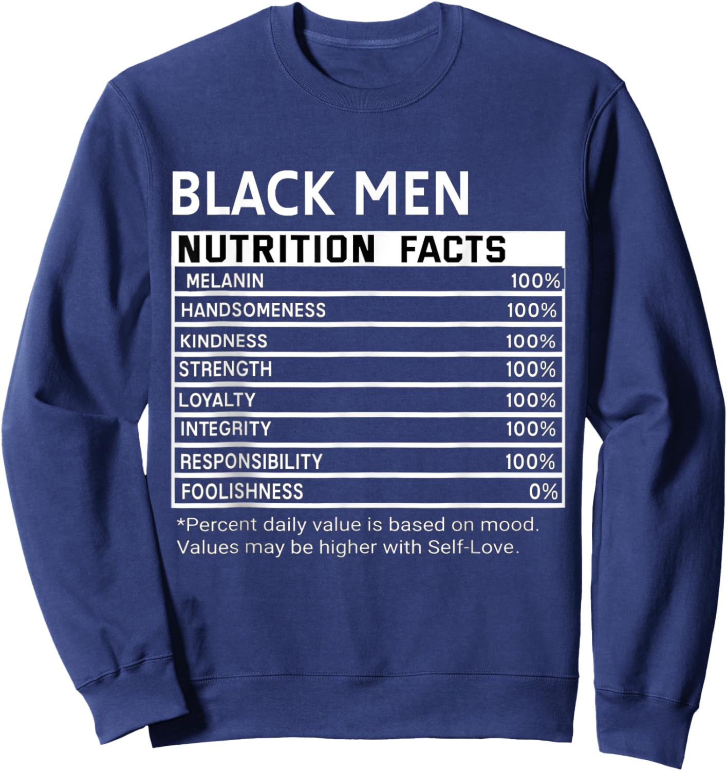 Black History Month Nutrition Facts Black Men Melanin Sweatshirt - Sweatshirt | Navy