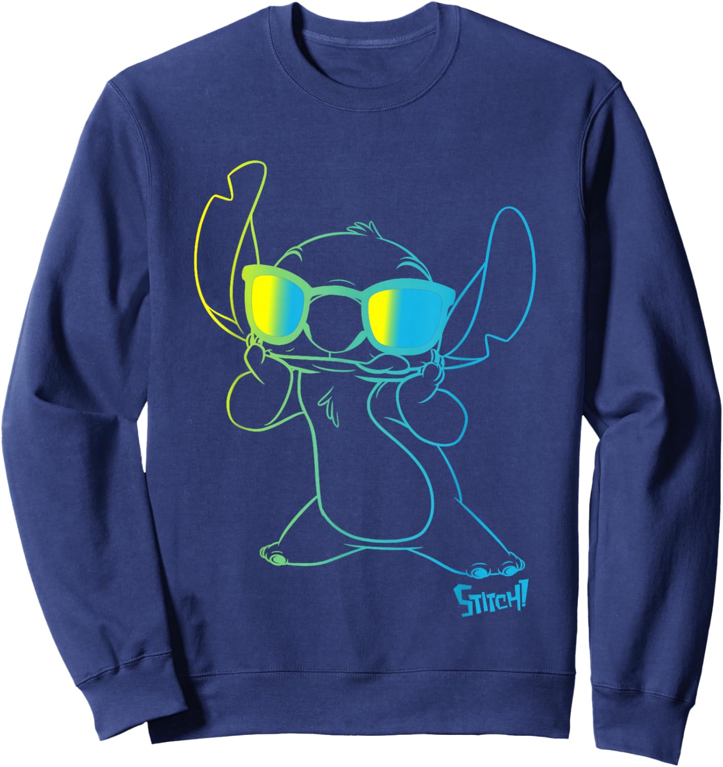 Disney Lilo & Stitch Cool Stitch Neon Outline Chest Portrait Sweatshirt - Sweatshirt | Navy