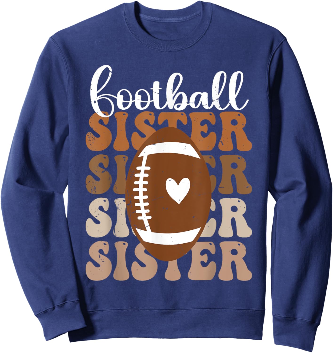 Football Sister Vintage Sport Lover Sister Mothers Day Sweatshirt - Sweatshirt | Navy