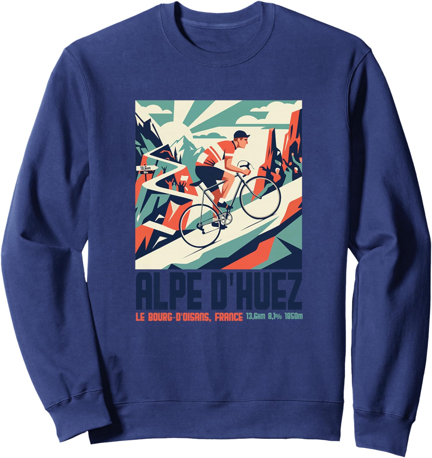 Alpe d'Huez Französische Alpen Frankreich Rennrad Premium Sweatshirt - Sweatshirt | Navy