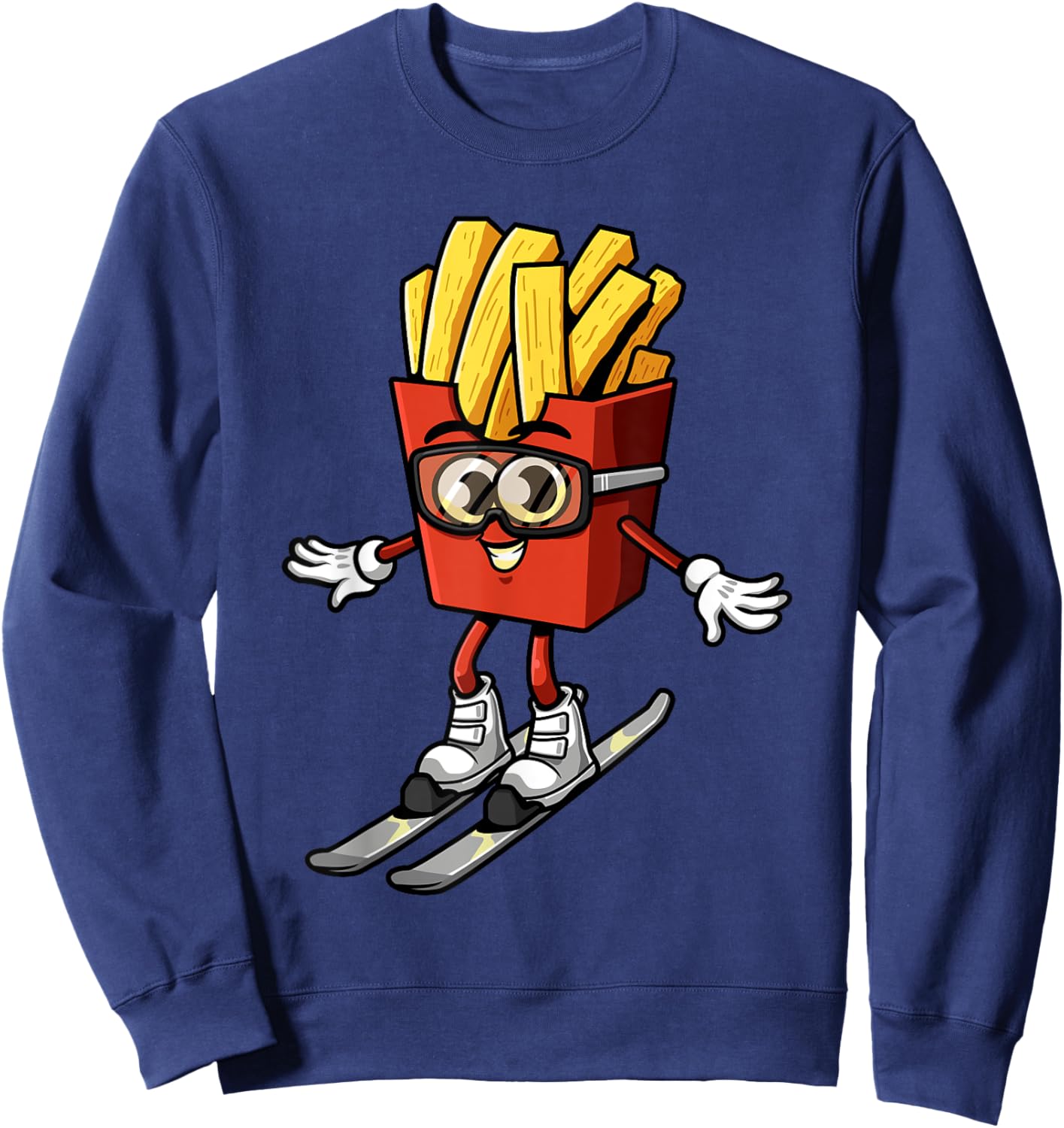 Funny French Fry Ski Potato Fries Skiing Instructor Outfit Sweatshirt - Sweatshirt | Navy