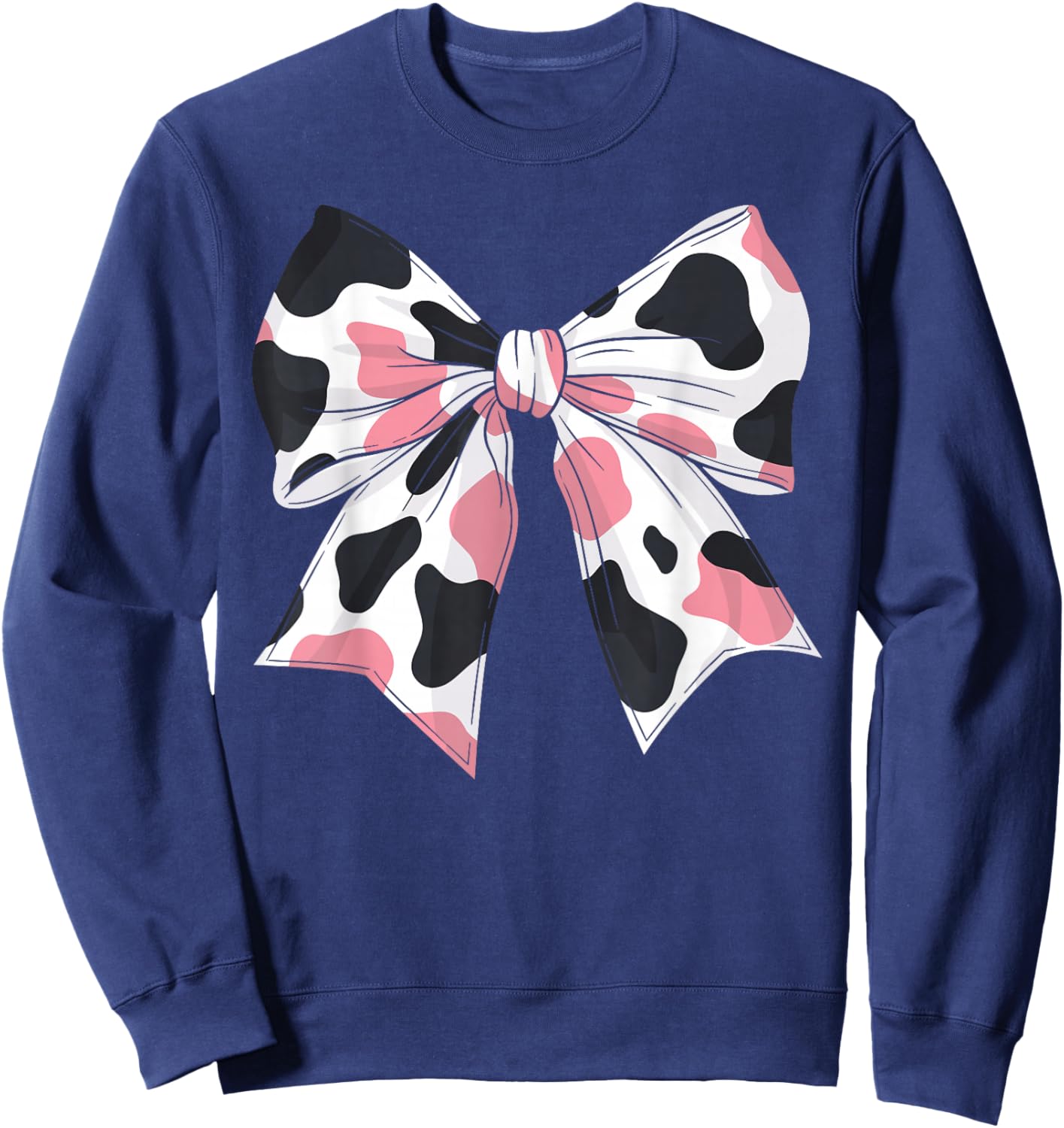 Cute Cow Print Coquette Bow Cow Mom Mommy Women Girls Kids Sweatshirt - Sweatshirt | Navy