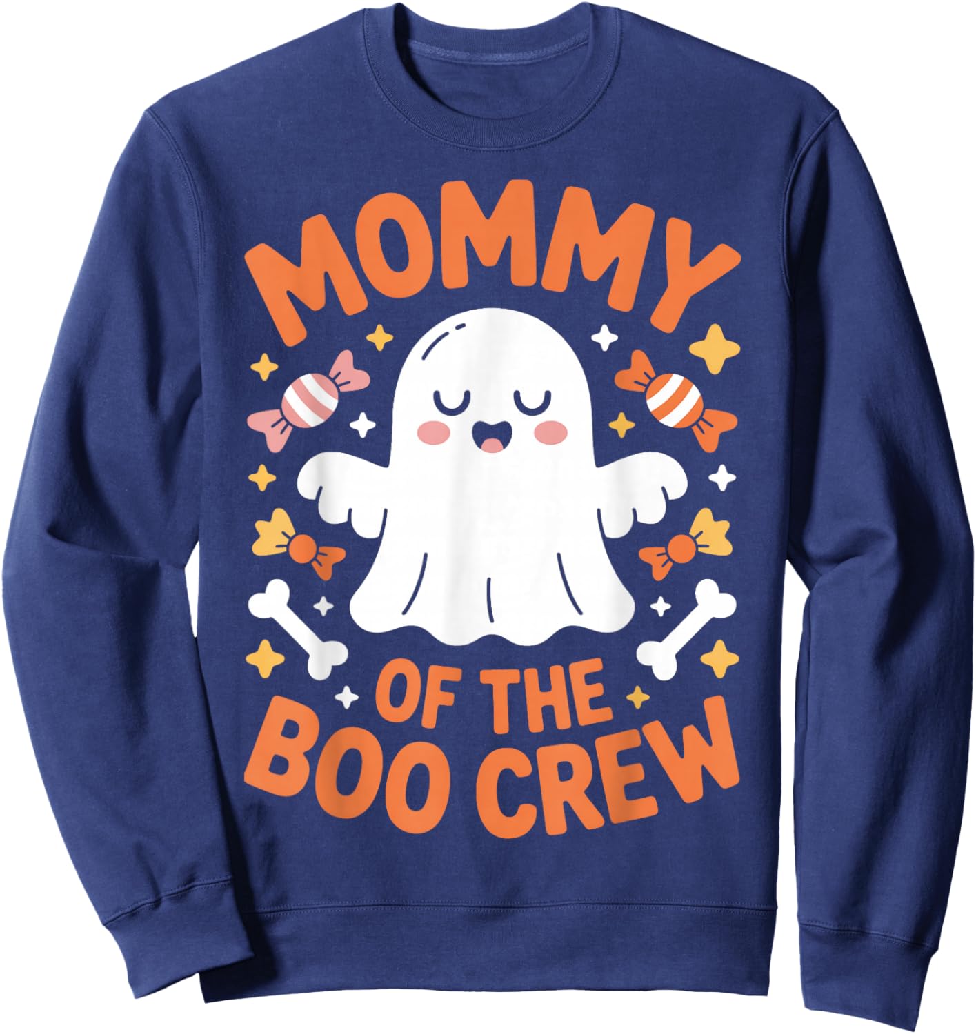 Mommy of The Boo Crew Halloween Ghost Mama Costume Sweatshirt - Sweatshirt | Navy