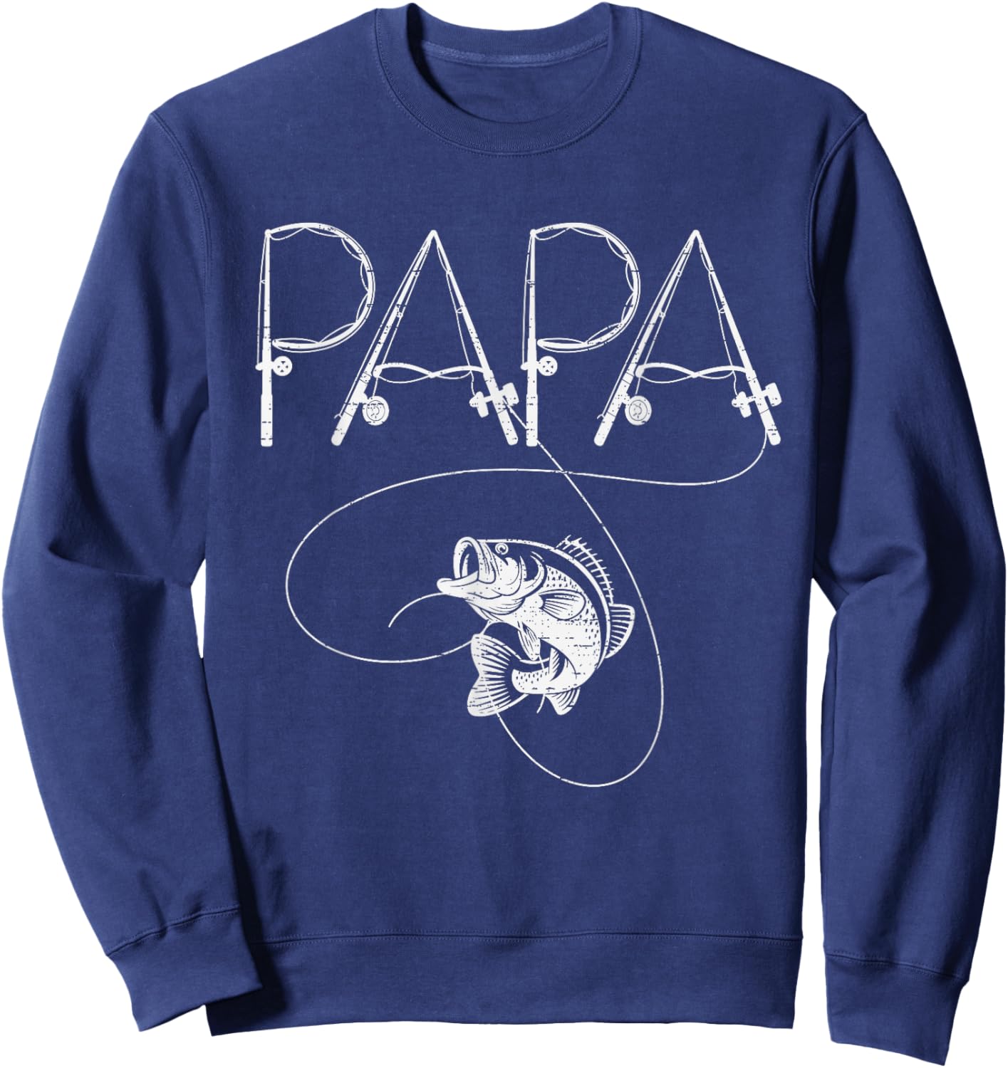 Fishing Papa Rod Fisherman Fish Lover Dad Father's Day Sweatshirt - Sweatshirt | Navy