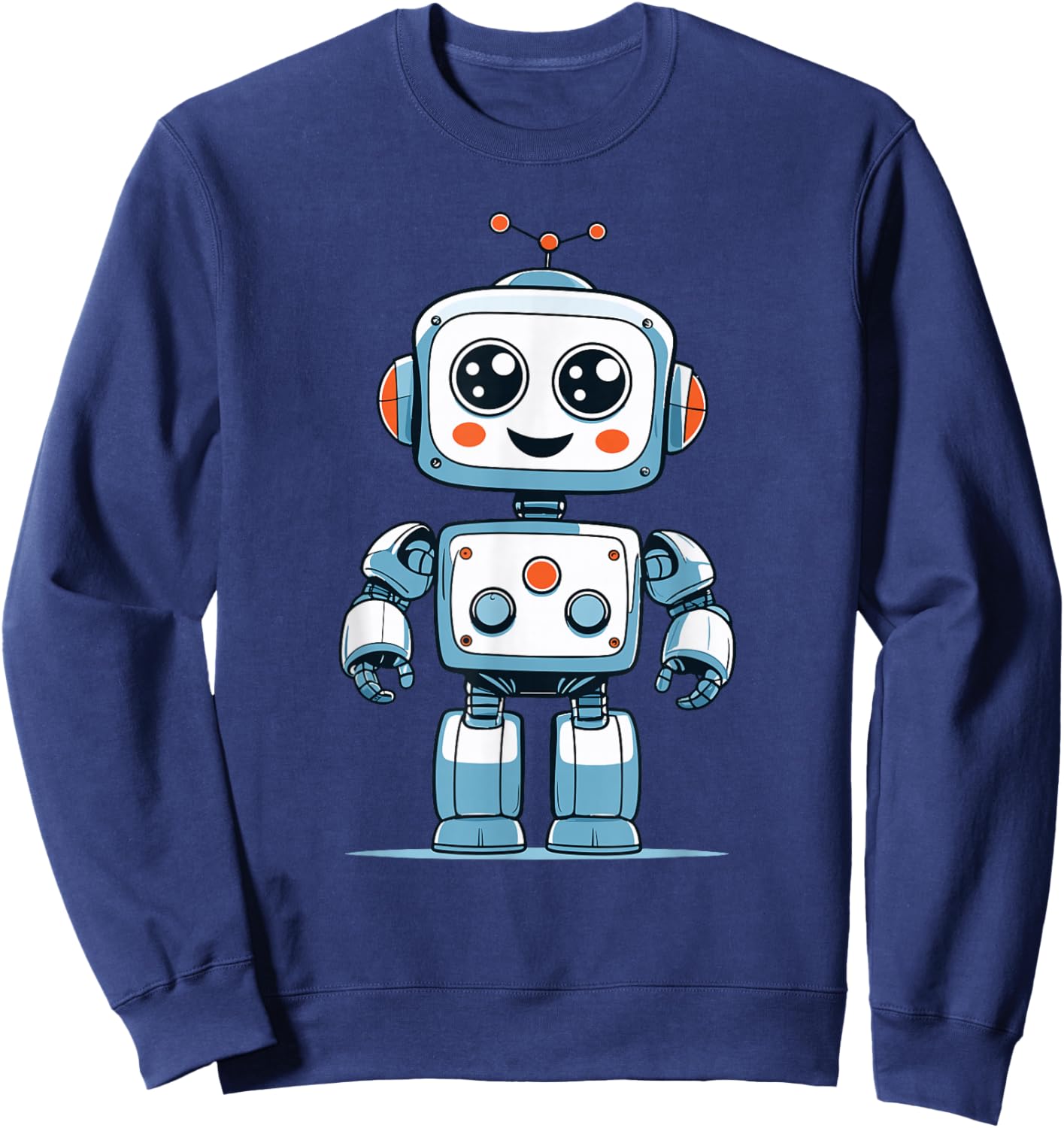 Smiling Retro Robot with Big Eyes for Kids STEM Sweatshirt - Sweatshirt | Navy