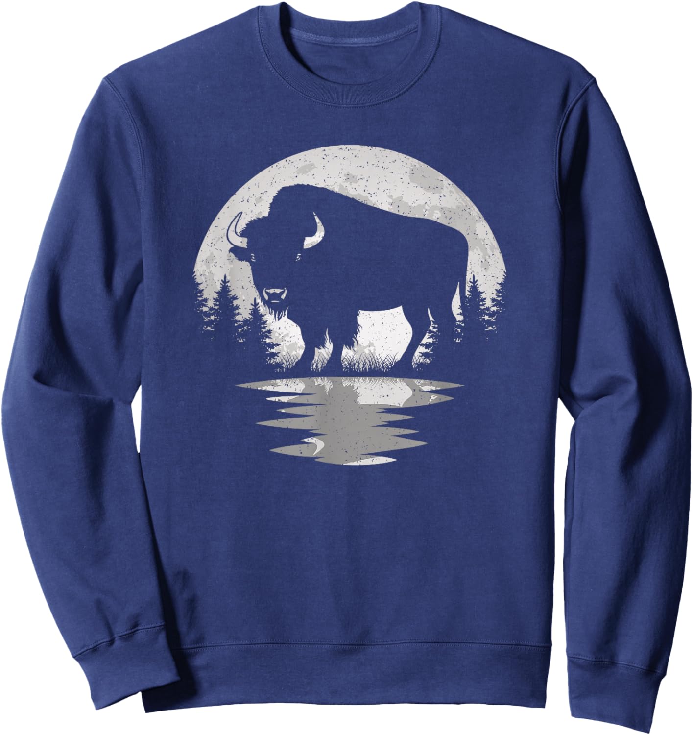 Bison Lover Moon Vintage Buffalo Men Women Kids Sweatshirt - Sweatshirt | Navy
