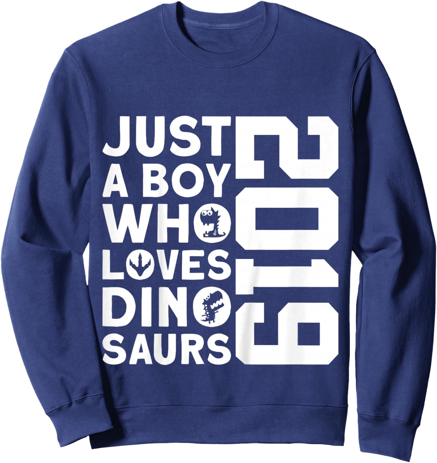 Kids Dino 2019 JUST A BOY WHO Loves Dinosaurs 7TH Birthday Sweatshirt - Sweatshirt | Navy