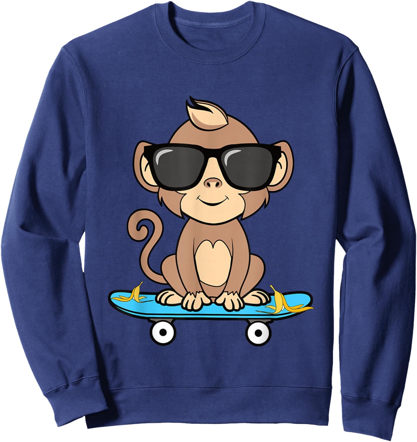Funny Cool Monkey Skateboard Ape Boys Kids Sweatshirt - Sweatshirt | Navy