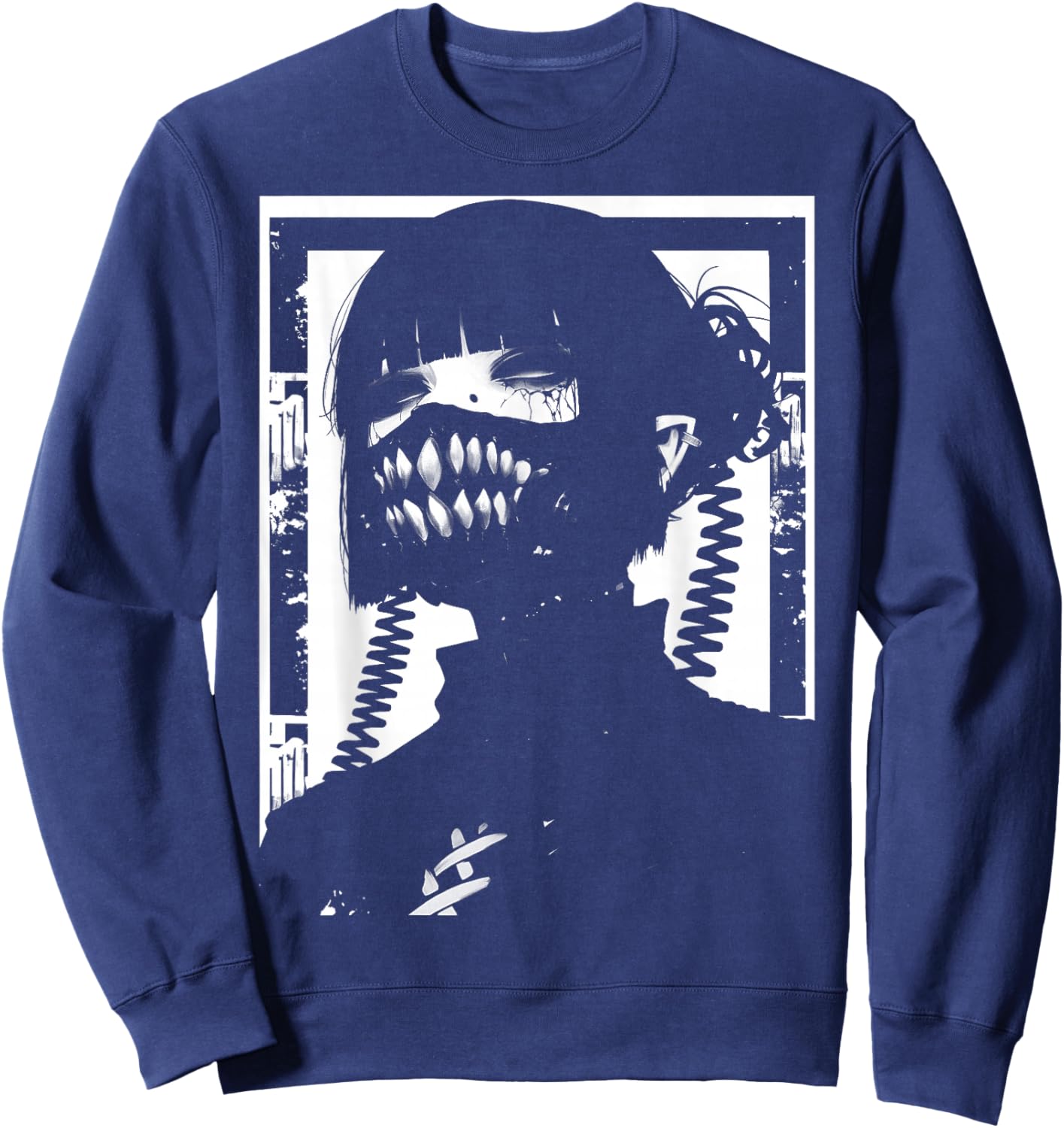 Horror Techwear Ghoul Girl Cybergoth Gothic Anime Manga Sweatshirt - Sweatshirt | Navy