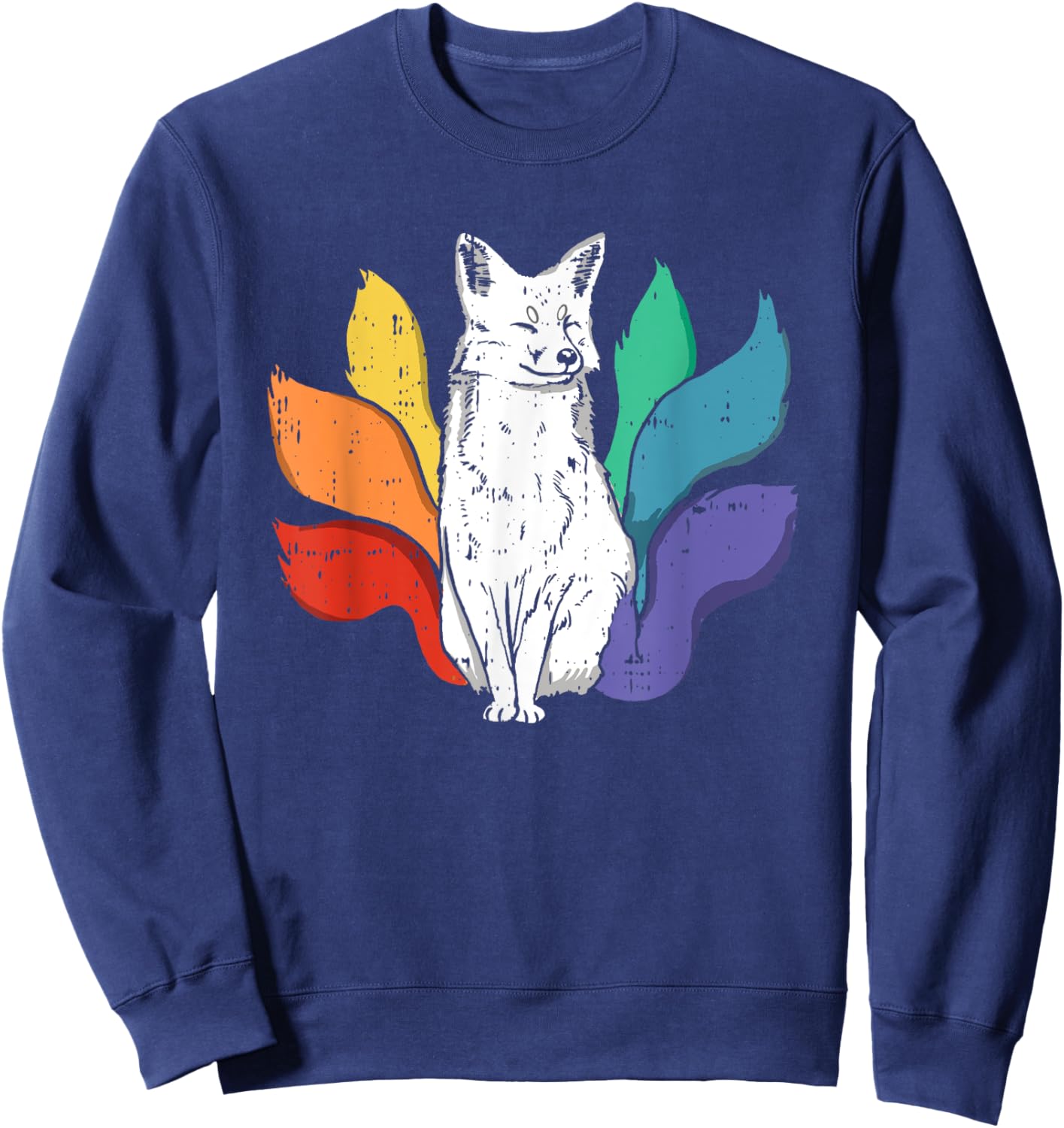 Gay Pride Fox LGBT-Q Rainbow Flag Ally Men Women Sweatshirt - Sweatshirt | Navy