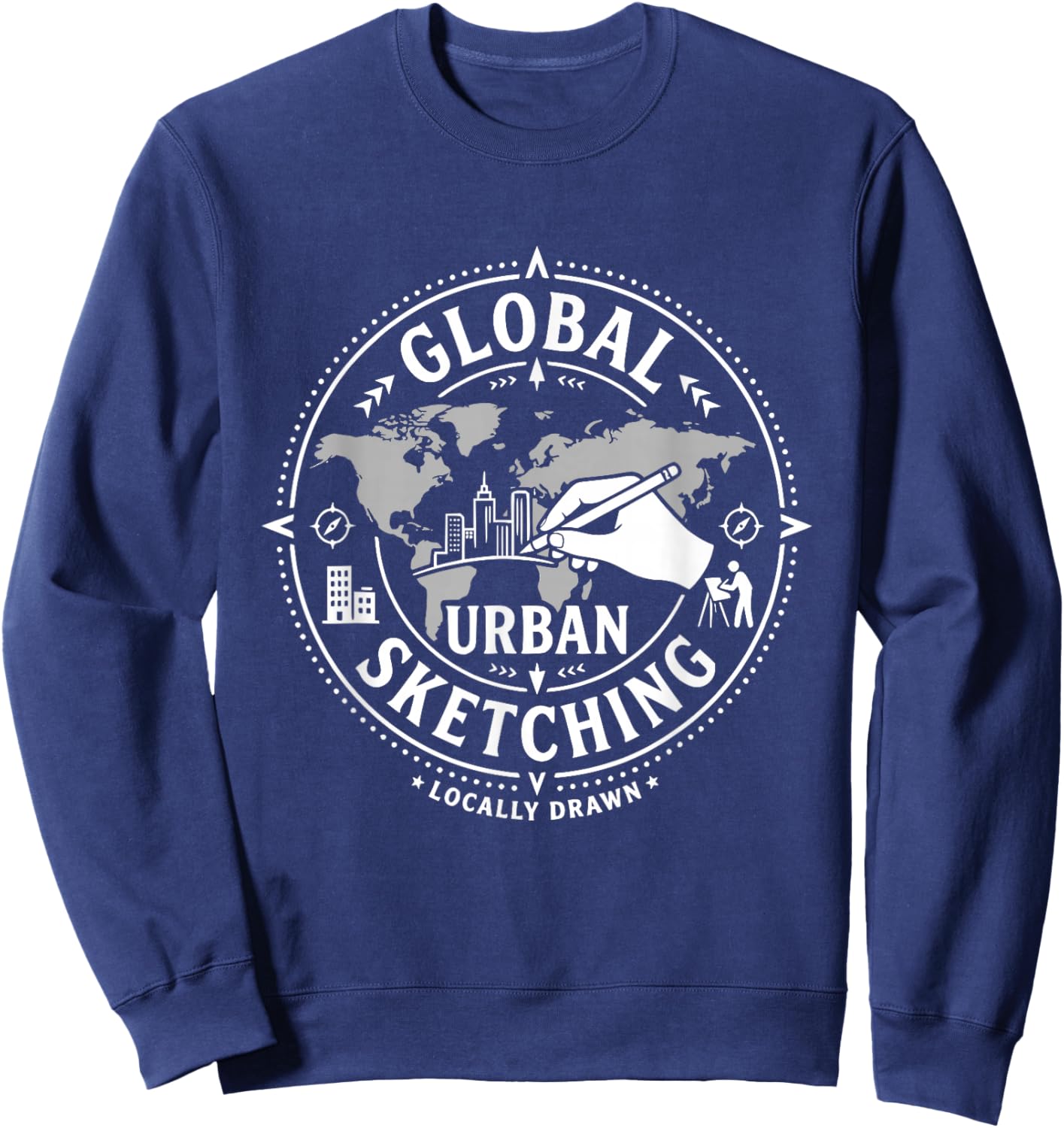 Urban Sketching Artiste Global Ville Drawing Sweatshirt - Sweatshirt | Navy