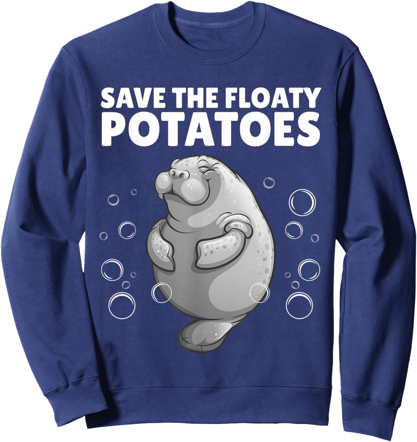 Cool Manatee Design Women Kids Sea Cow Manatee Lover Sweatshirt - Sweatshirt | Navy