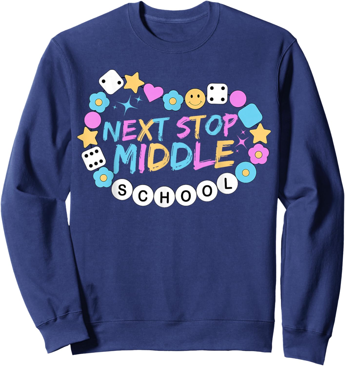 Next Stop Middle School Groovy Elementary School Graduation Sweatshirt - Sweatshirt | Navy
