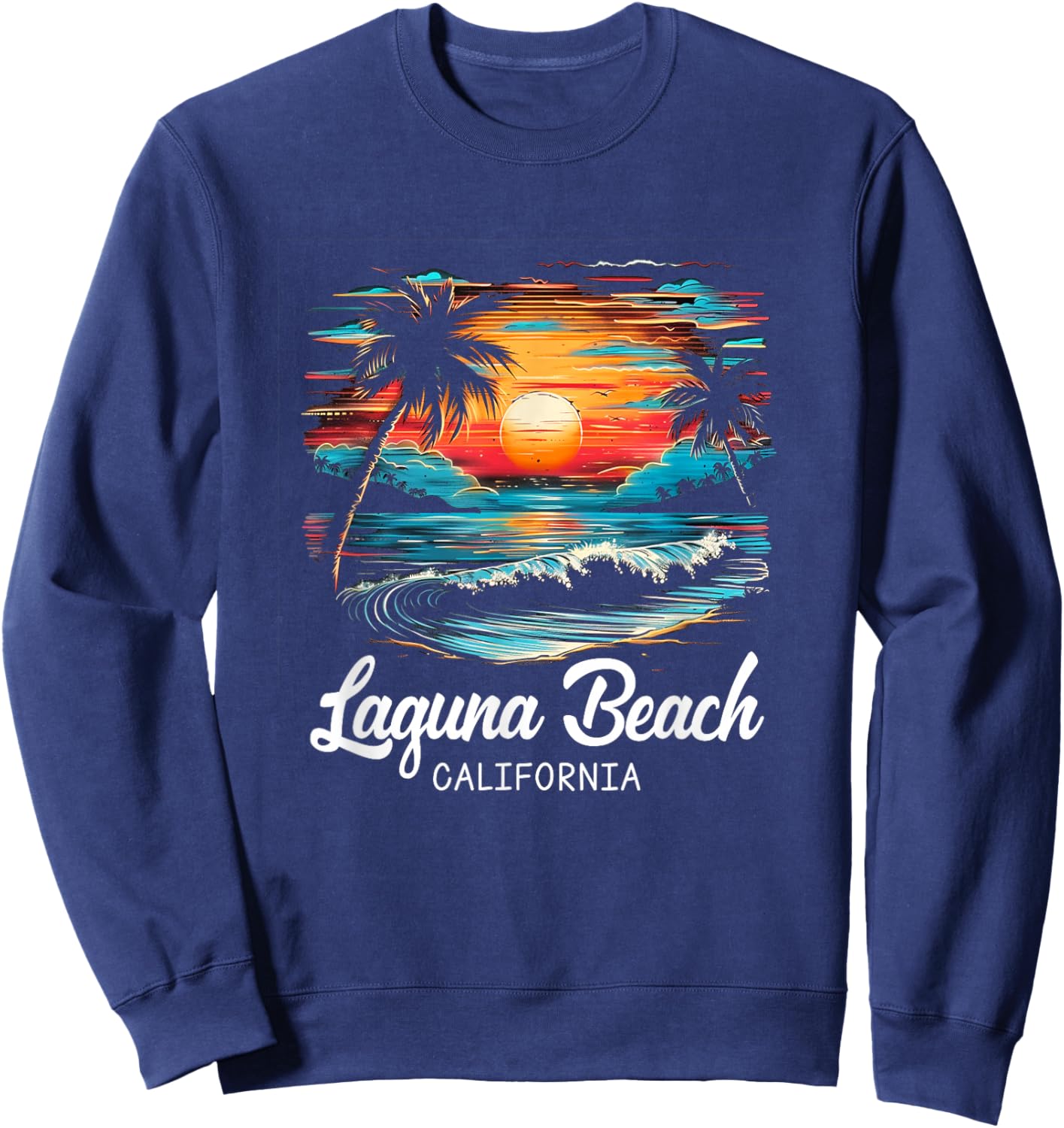 Family Vacation Retro Sunset California Laguna Beach Sweatshirt - Sweatshirt | Navy