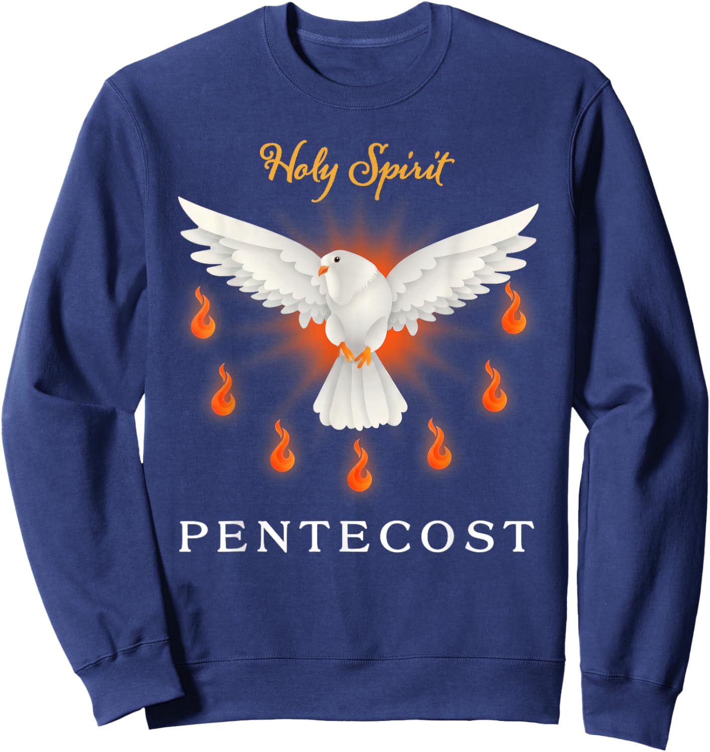 Pentecost Doves Fire Flame Holy Spirit Christian Men Women Sweatshirt - Sweatshirt | Navy