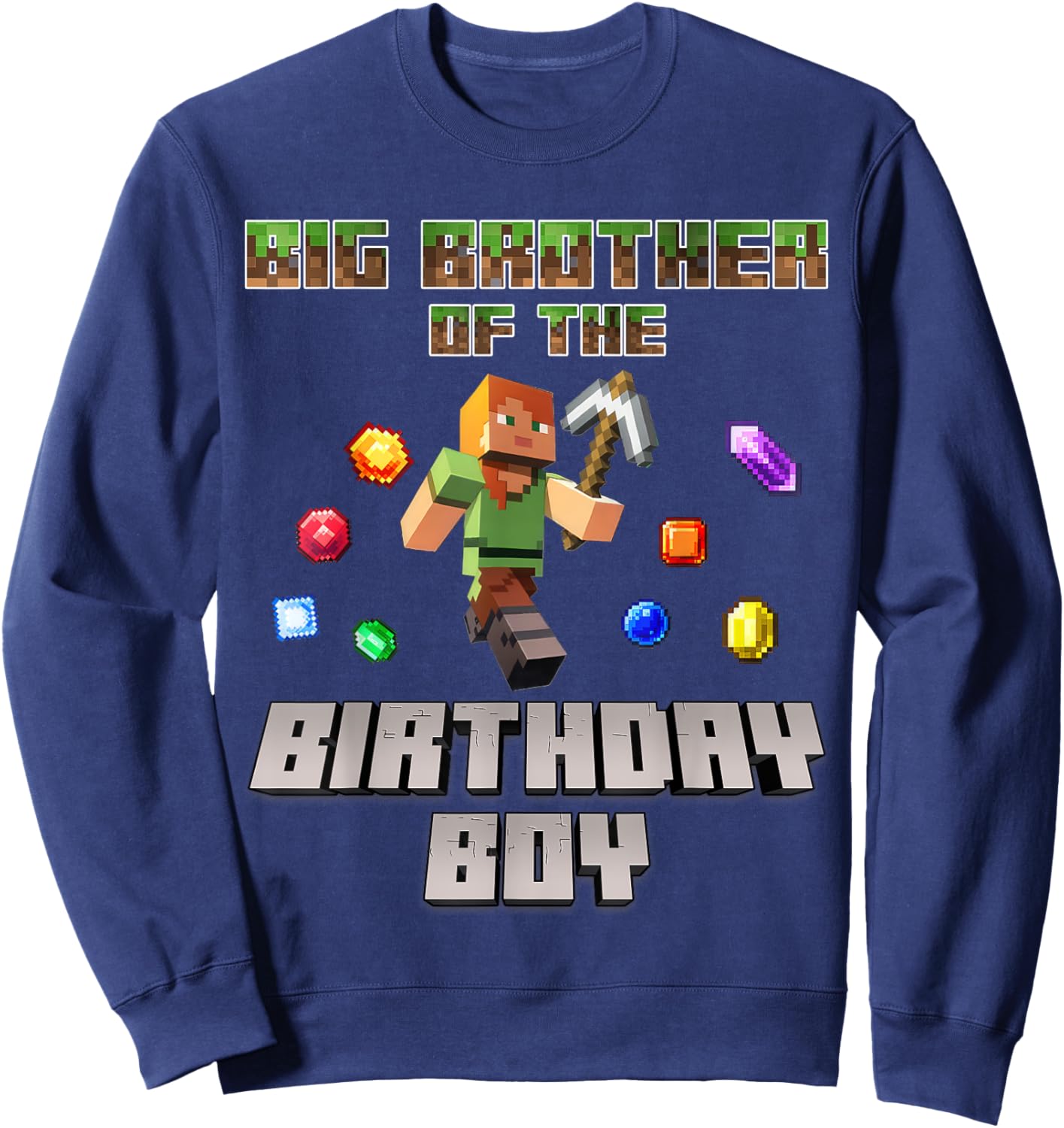 Big Brother Of The Birthday Boy Video Gamer Pixel Number Sweatshirt - Sweatshirt | Navy