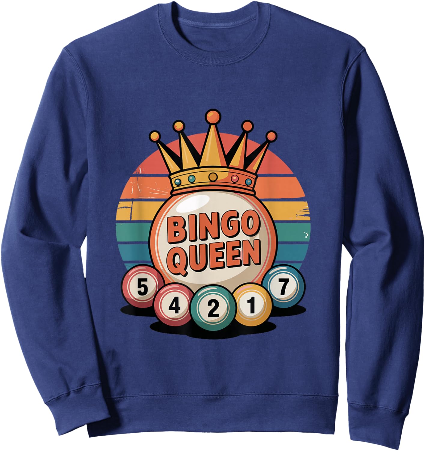 Retro Bingo Queen Design for Bingo Lovers Bingo Balls Sweatshirt - Sweatshirt | Navy