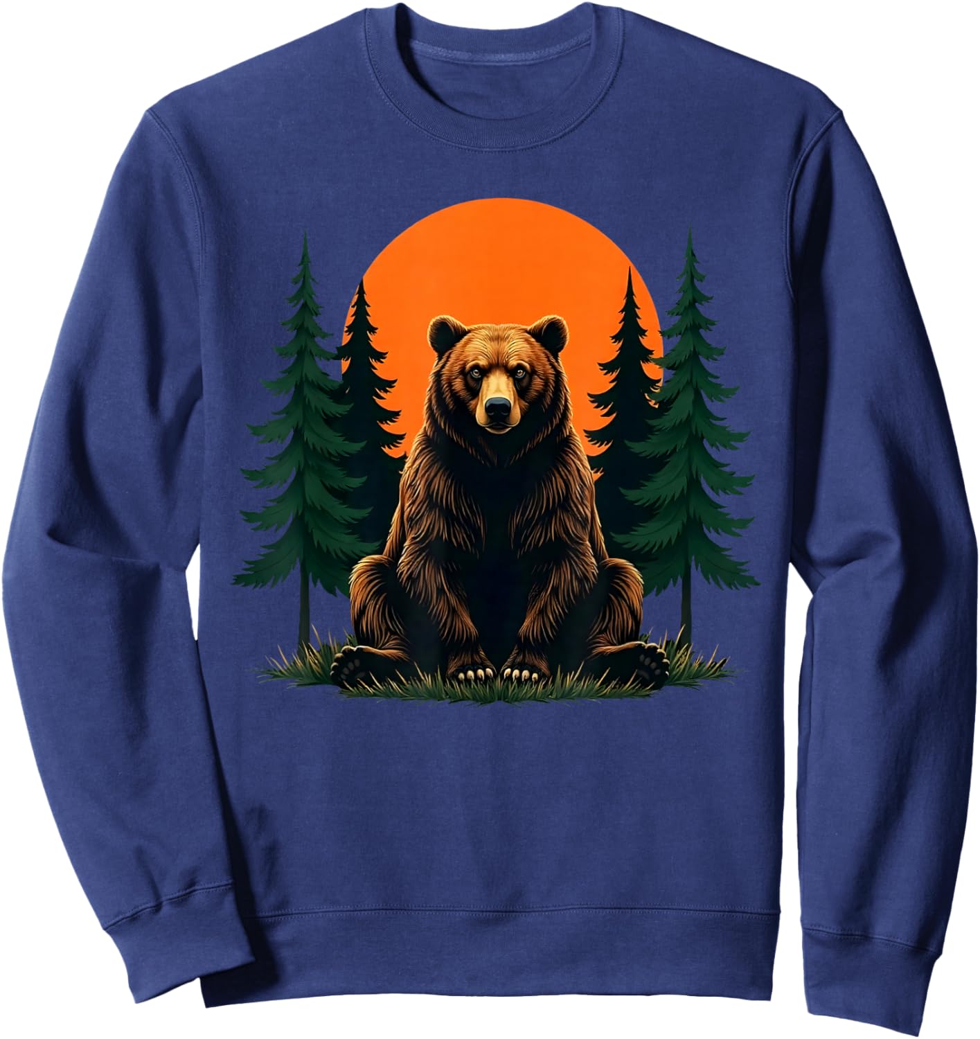 Retro Wildlife Forest Bear Outdoors Nature Sweatshirt - Sweatshirt | Navy