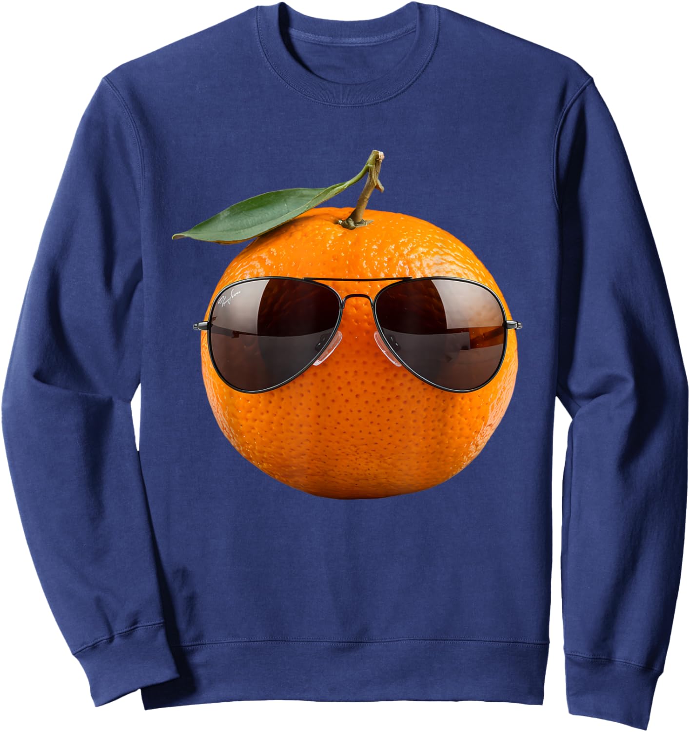 Orange Sunglasses Funny Fruits Sweatshirt - Sweatshirt | Navy