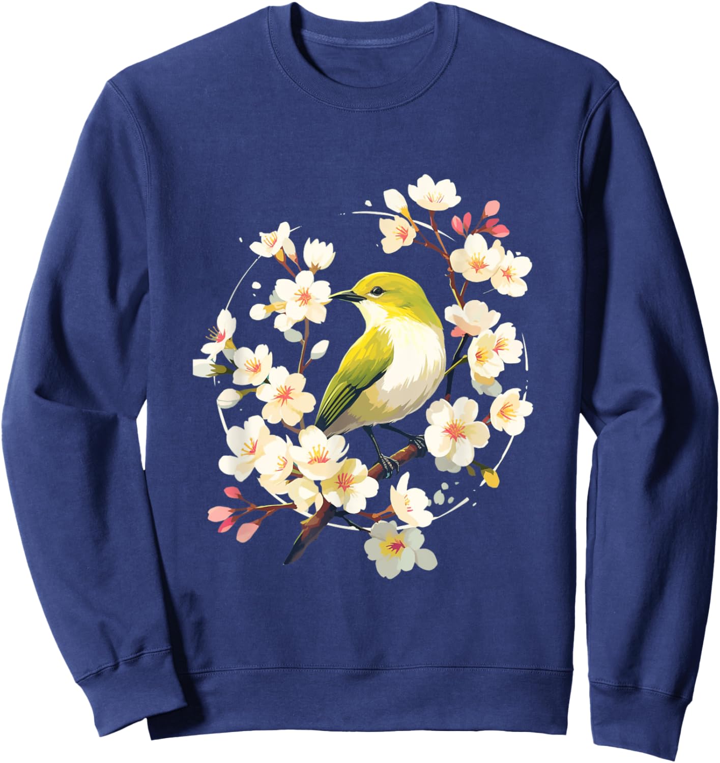 Cherry Blooms & Mejiro Moments: A Spring Affair Sweatshirt - Sweatshirt | Navy
