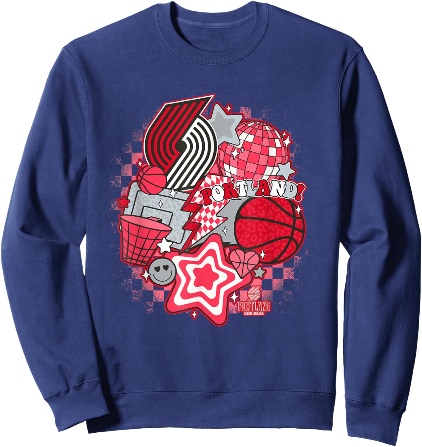 NBA Portland Trail Blazers Psychedelic Basketball Collage Sweatshirt - Sweatshirt | Navy