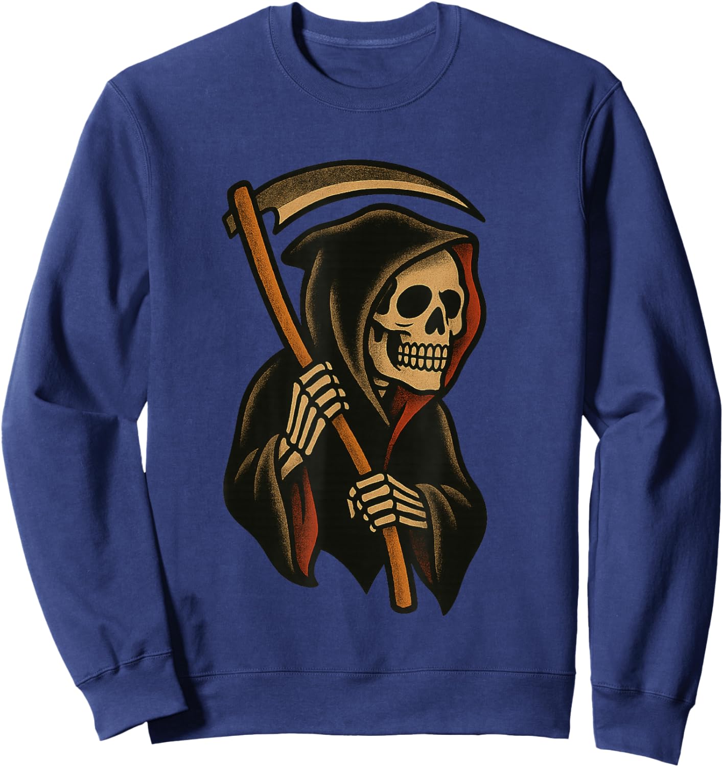 Vintage Tattoo Grim Reaper Traditional Flash Skull & Scythe Sweatshirt - Sweatshirt | Navy