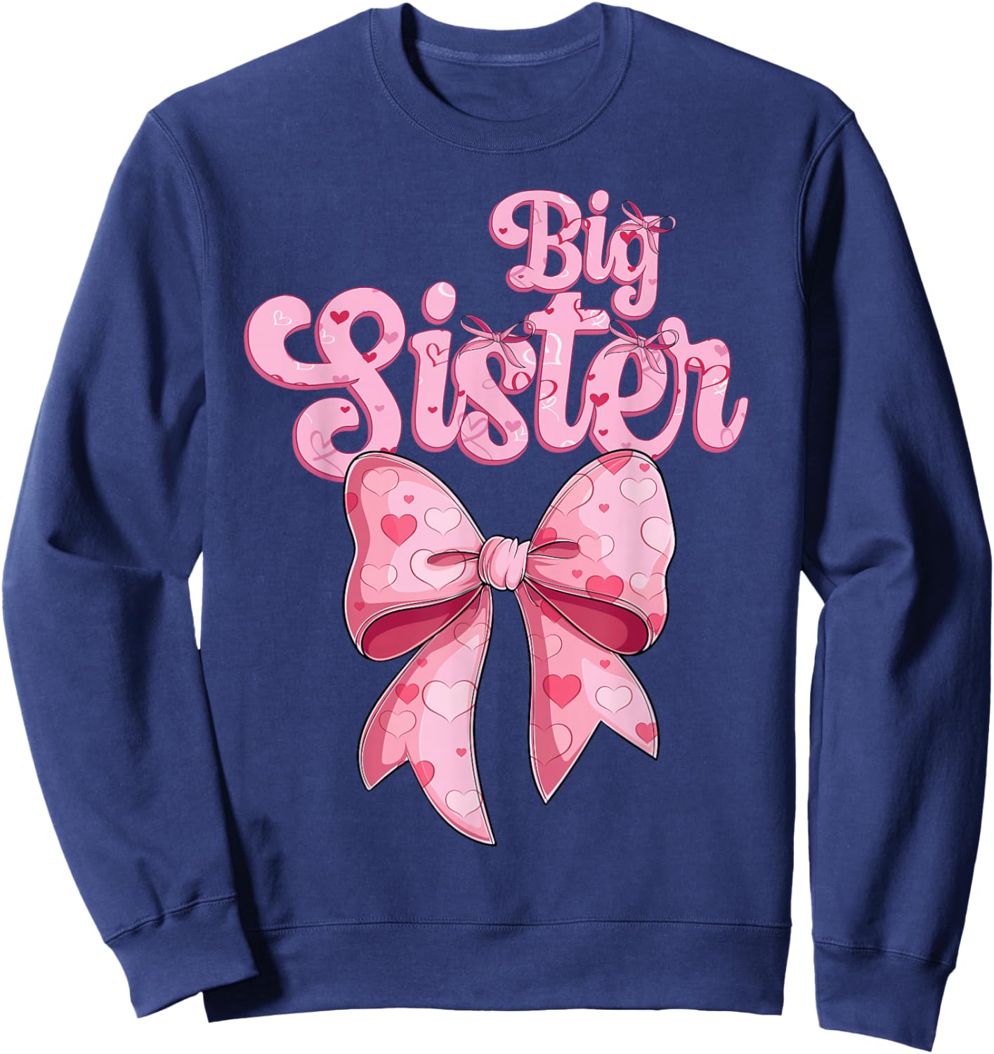 coquette bow family matching Groovy pink Big Sister Sweatshirt - Sweatshirt | Navy
