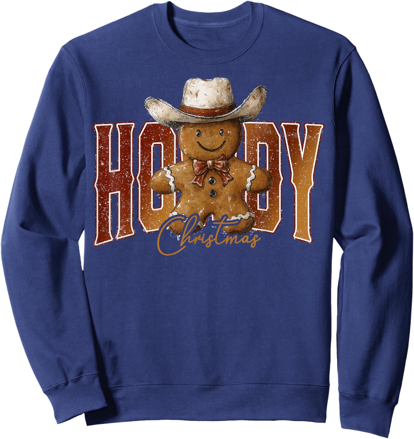 Howdy Christmas Gingerbread Man Cowboy Rodeo Western Country Sweatshirt - Sweatshirt | Navy