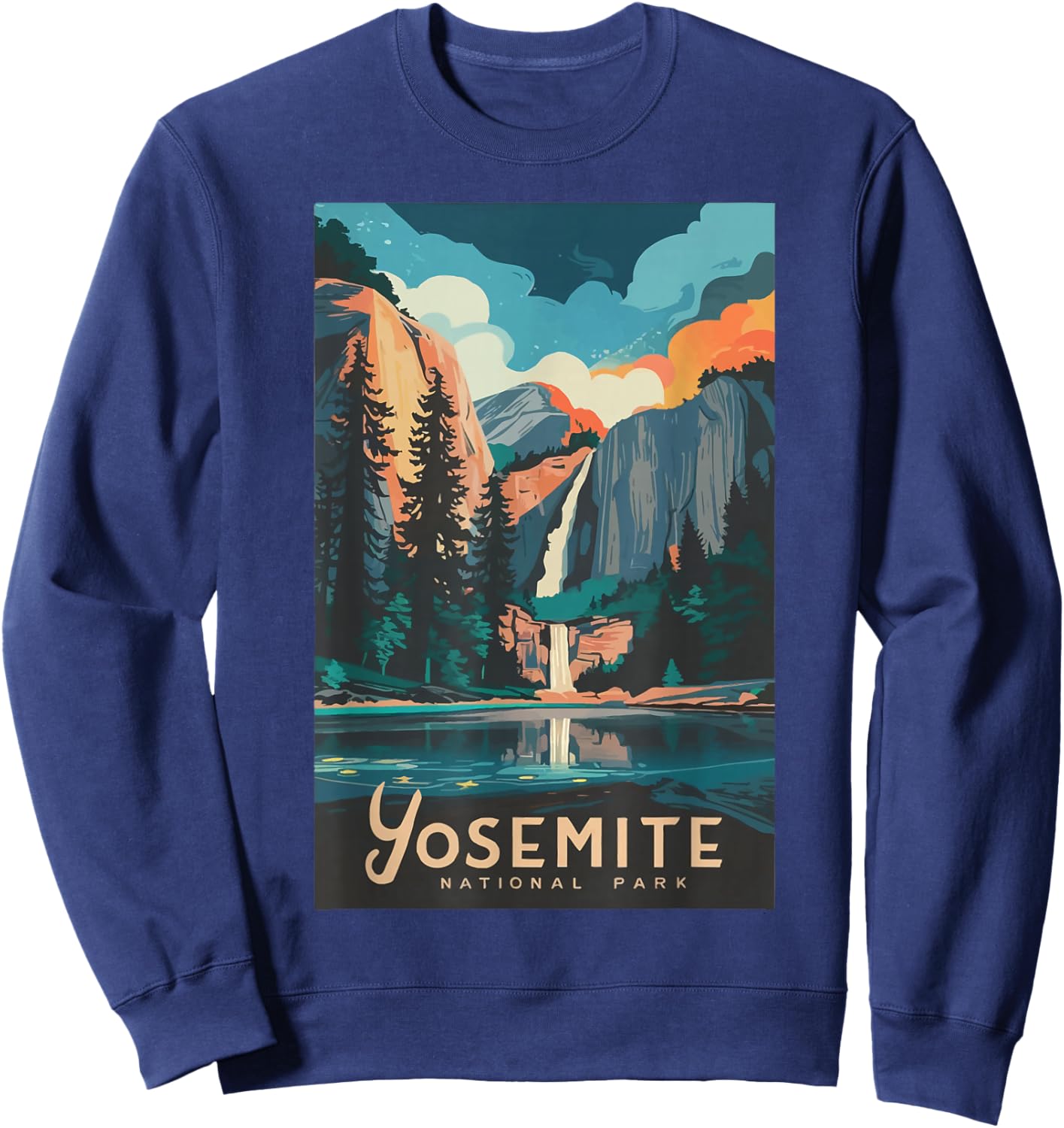 Retro Yosemite California National Park Tunnel View Trails Sweatshirt - Sweatshirt | Navy