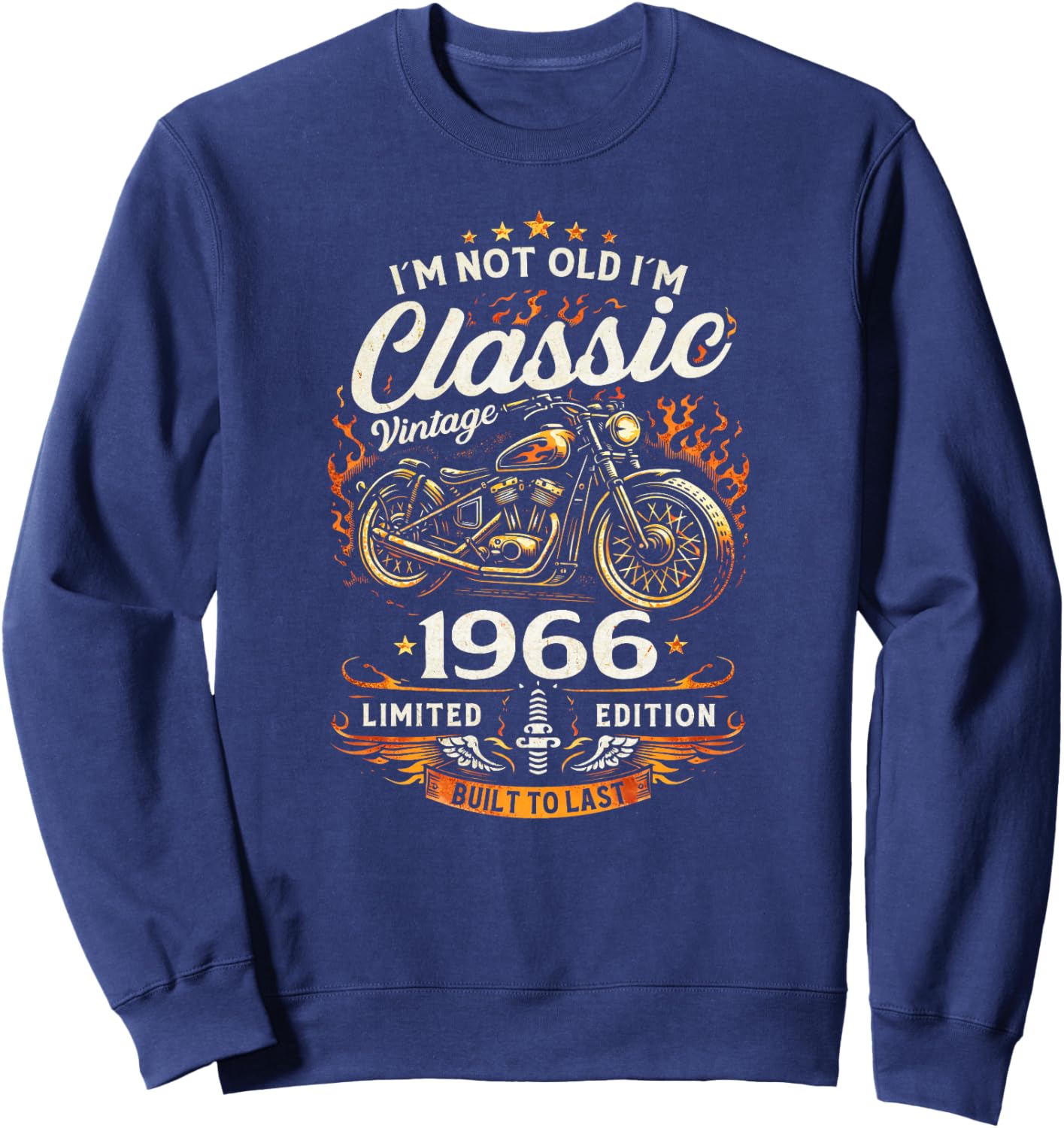 60 Ans Anniversaire Homme Moto Motard Biker 1966 Haut de Gamme Sweatshirt - Sweatshirt | Navy
